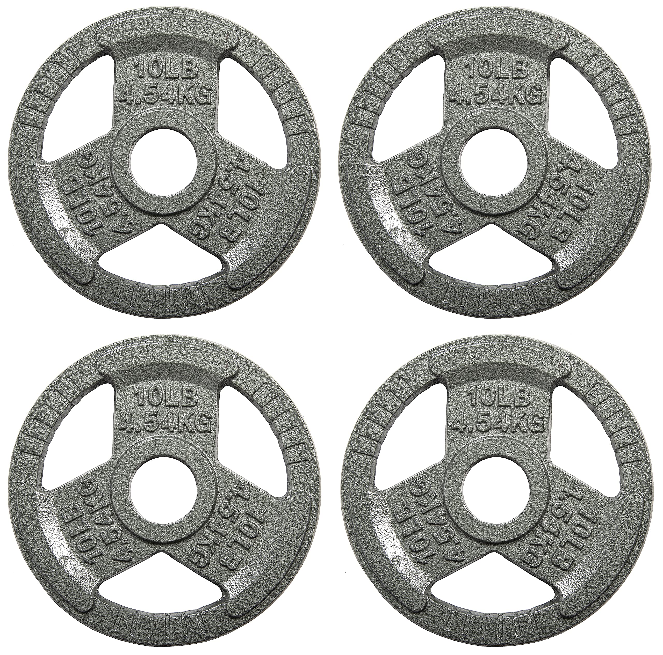 Fitvids Cast Iron Plate Weight Plate for Strength Training and Weightlifting, 2-Inch Center, 10LB (Set of 4)