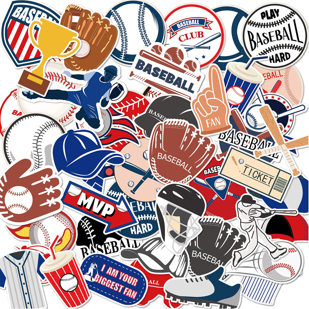 Anor Wishlife Baseball Pvc Waterproof Stickers(50Pcs) For Bottles,Luggages,Laptop,Skateboard,Notebooks,Cars,Motorcycles,Bicycles