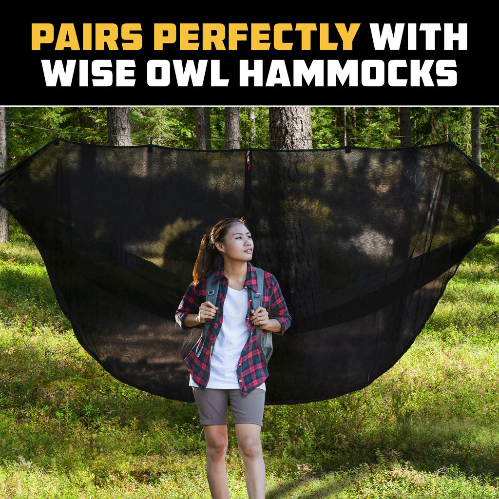Wise Owl Outfitters Hammock Bug Net - Mosquito Net For Hammock, Lightweight Bug Netting For Camping, Hiking, Backpacking, Forest