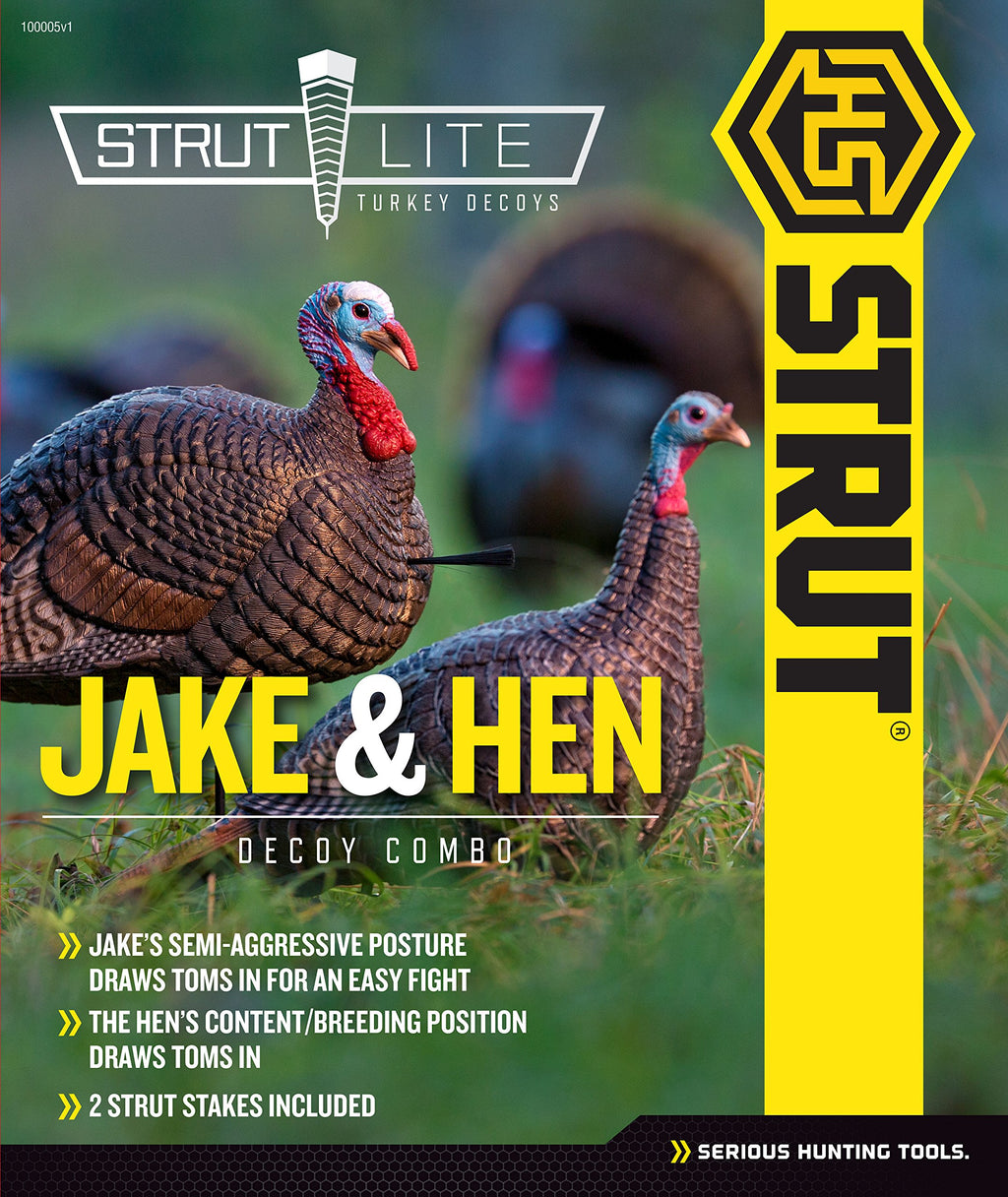 Hunters Specialties Hs Strut Lite Jake & Feeding Hen Turkey Foldable Hollow Relaxed Body Realistic 2-Pack Couple Flock Combo Dec