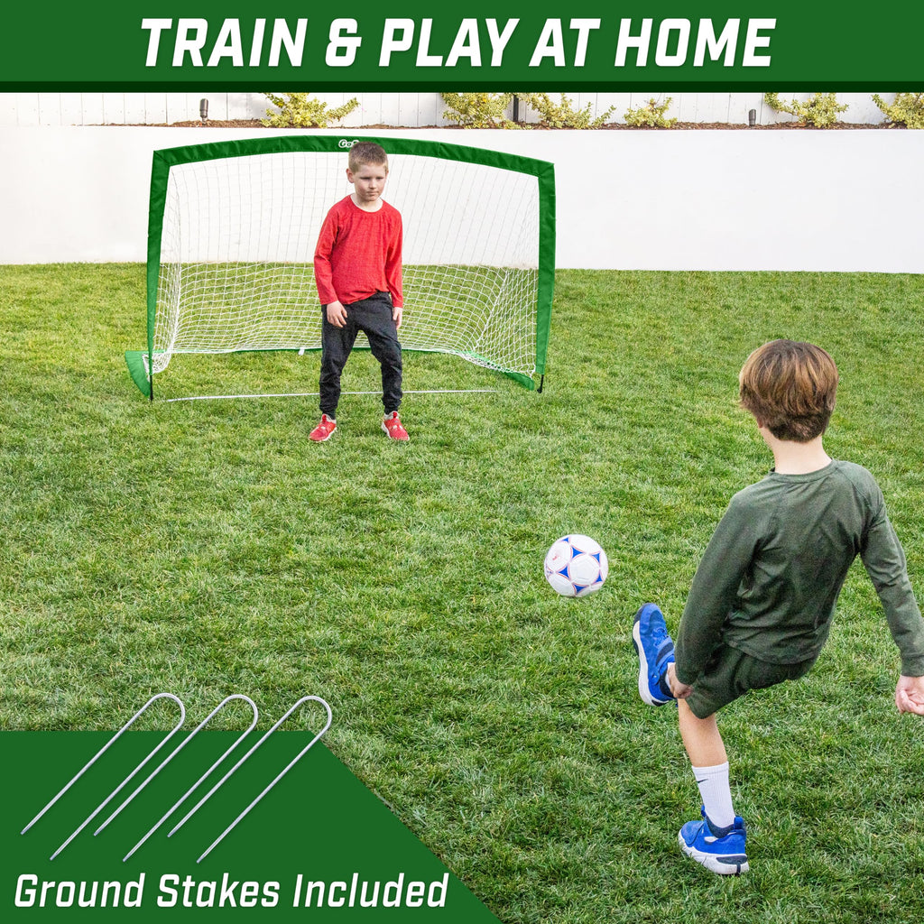 Gosports Team Tone 6 Ft X 4 Ft Portable Soccer Goal For Kids - Pop Up Net For Backyard - Dark Green