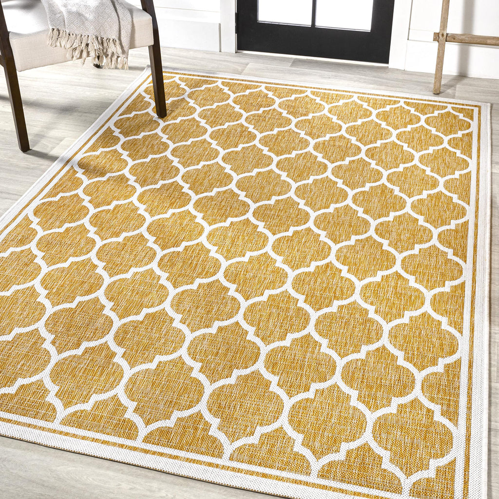 Jonathan Y Smb109F-3 Trebol Moroccan Trellis Textured Weave Indoor Outdoor Area Rug, Bohemian Coastal Contemporary Easy Cleaning