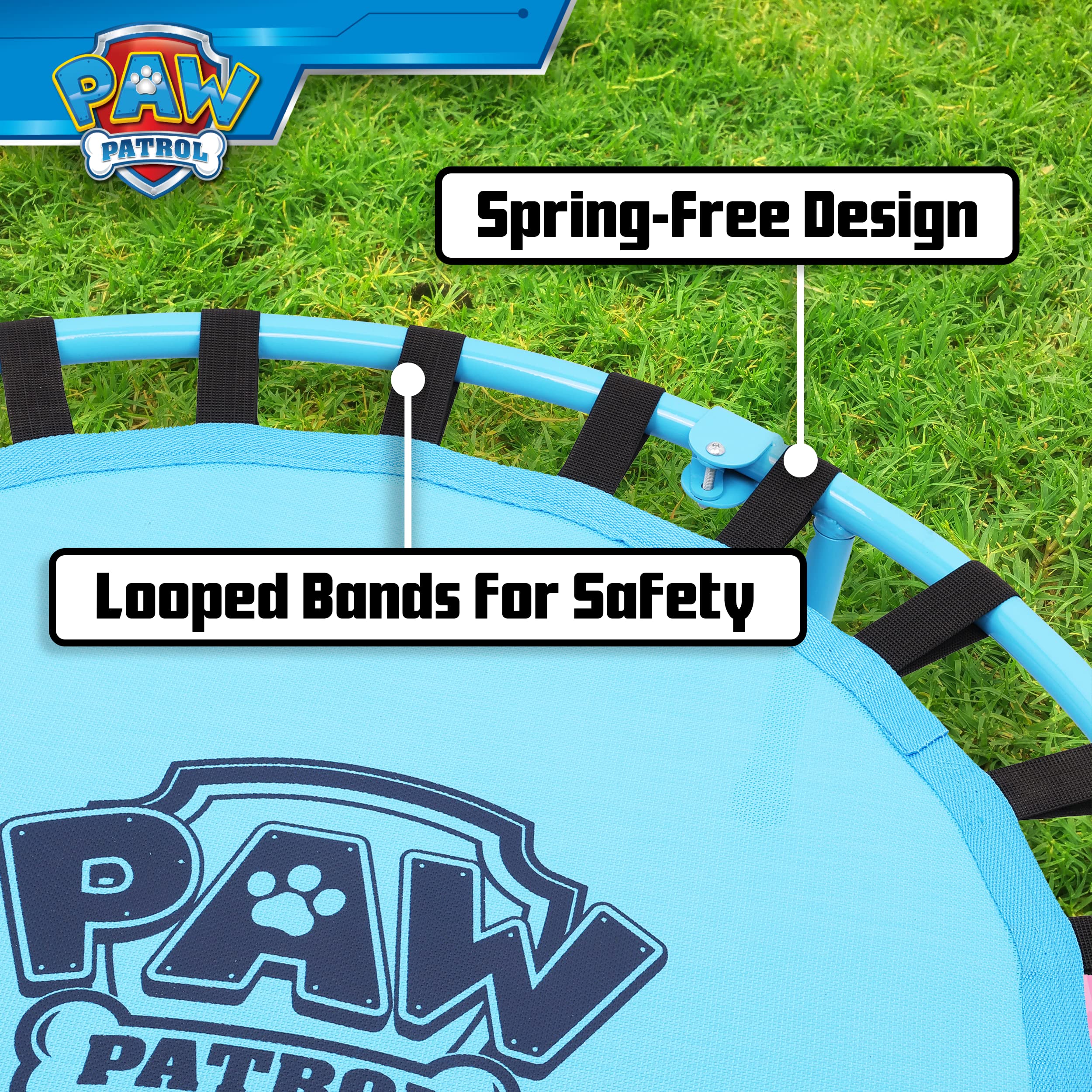 PAW Patrol Indoor Mini Trampoline with Handle for Toddlers, Features Everest, Chase, Marshall, Skye and Rubble, Multi