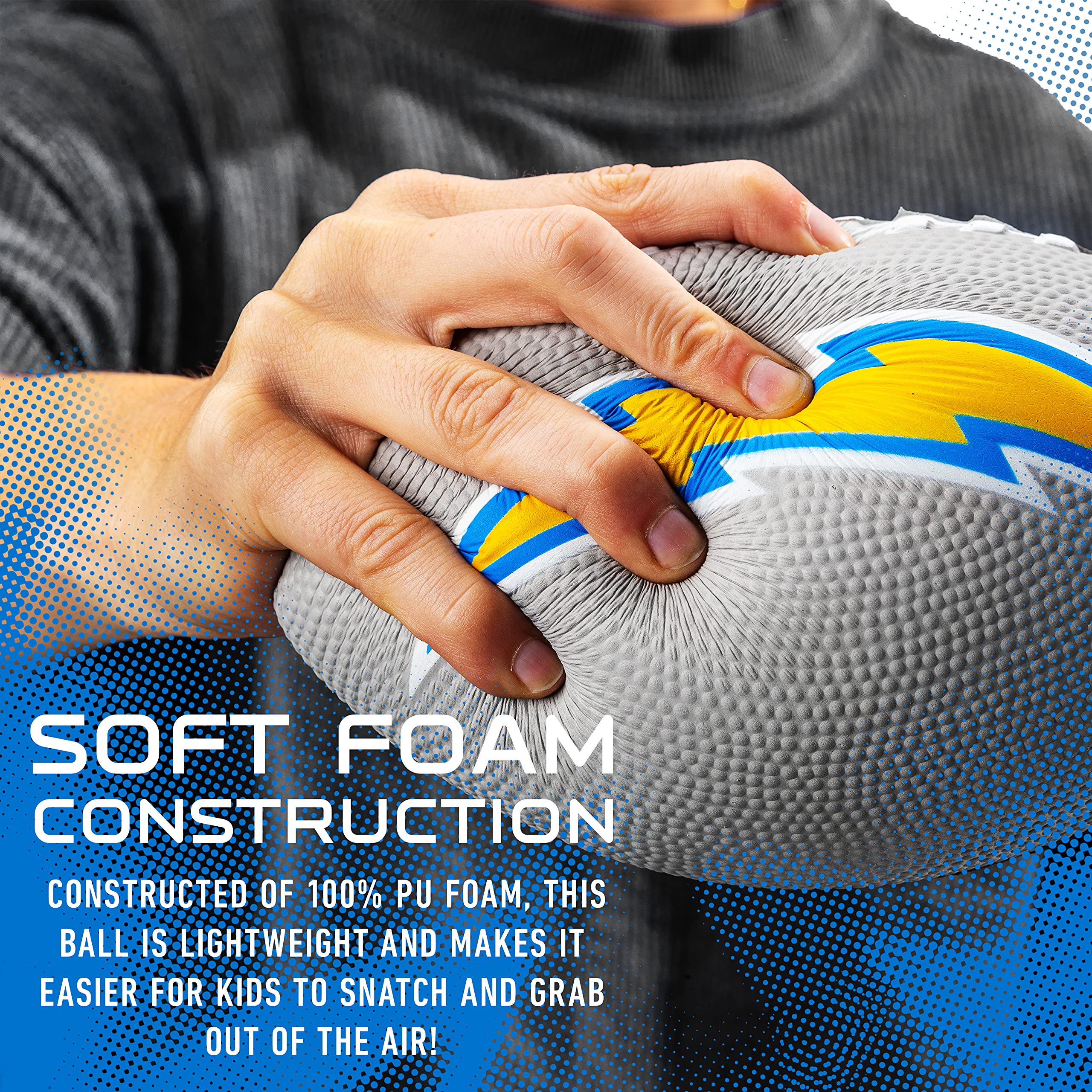 Franklin Sports Nfl Los Angeles Chargers Football - Kids Foam Football - Soft Football - Mini Size - Perfect For Gameday - 8.5''