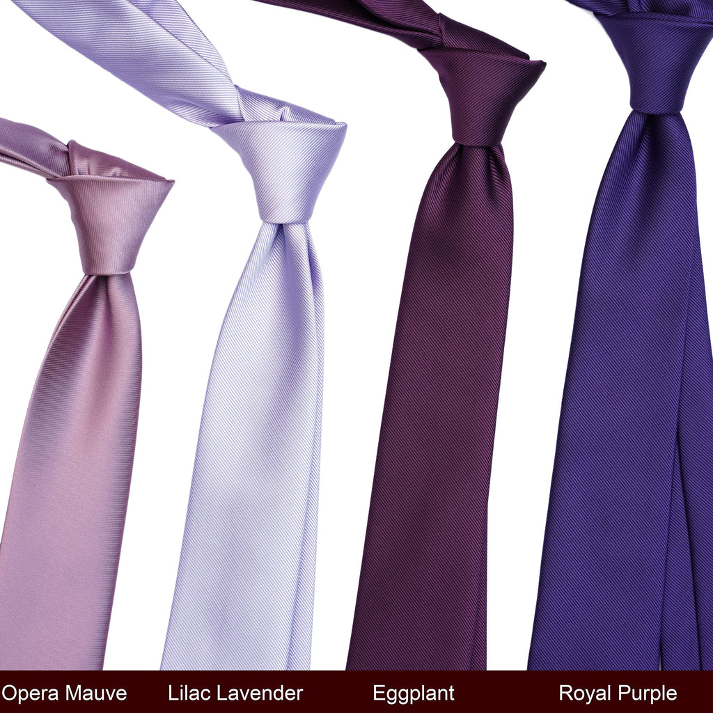 Zenxus Solid Skinny Ties For Men, 25 Inch Slim Lilac Lavender Ties Bulk For Wedding And Activities, 5-Pack