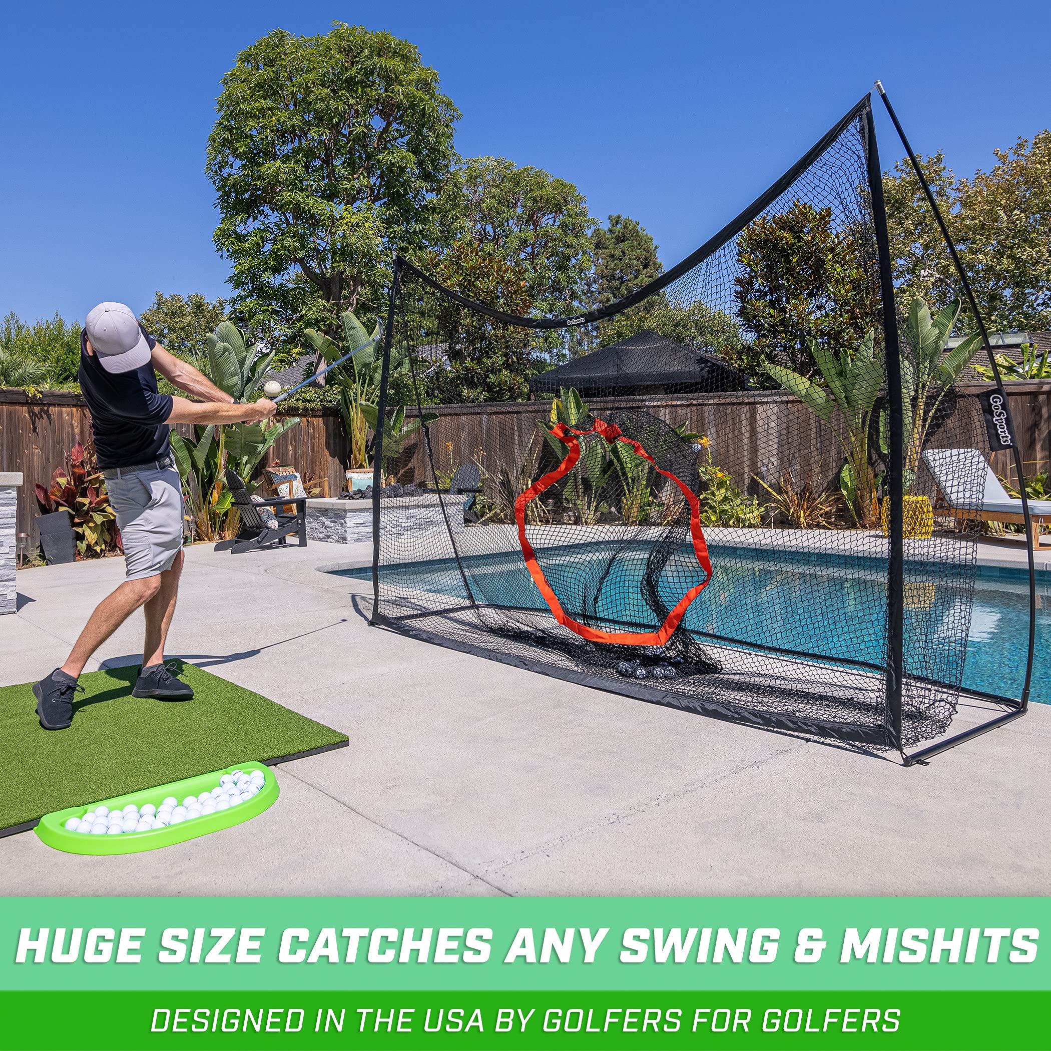 Gosports Golf Practice Hitting Net - Choose Between Huge 10 Ft X 7 Ft Or 7 Ft X 7 Ft Nets - Personal Driving Range For Indoor Or