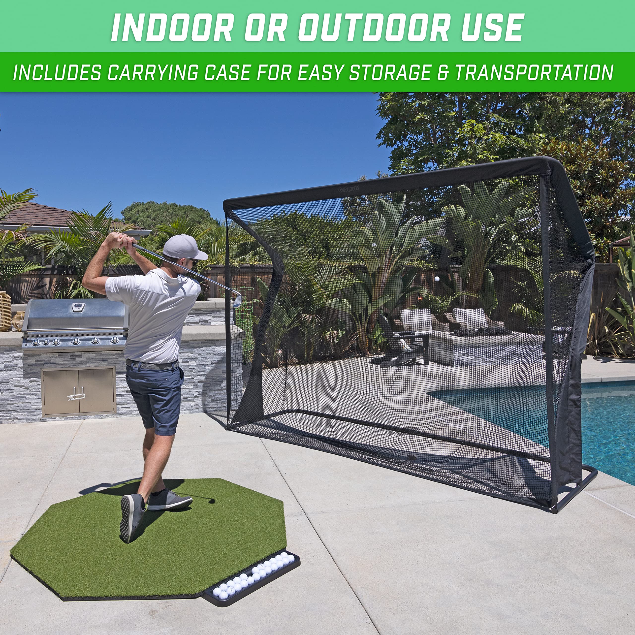 Gosports Elite Golf Practice Net With Steel Frame - Choose 10' Or 7' Size