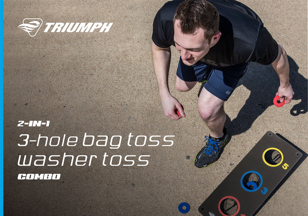 Triumph Sports 2-In-1 Bag Toss/ Washer Toss Combo - Includes 2 Game Platforms, 6 Toss Bags, 6 Washers, Medium