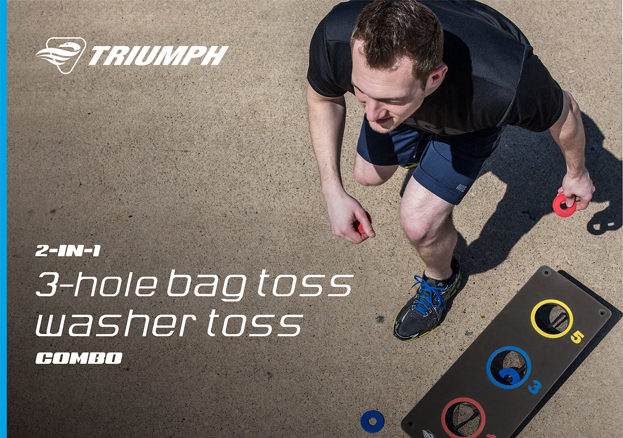 Triumph Sports 2-In-1 Bag Toss/ Washer Toss Combo - Includes 2 Game Platforms, 6 Toss Bags, 6 Washers, Medium