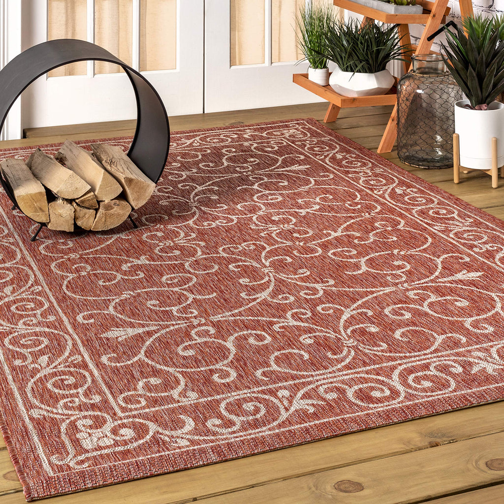 Jonathan Y Smb106B-9 Charleston Vintage Filigree Textured Weave Indoor Outdoor Area-Rug Classic Coastal Easy-Cleaning Bedroom Ki