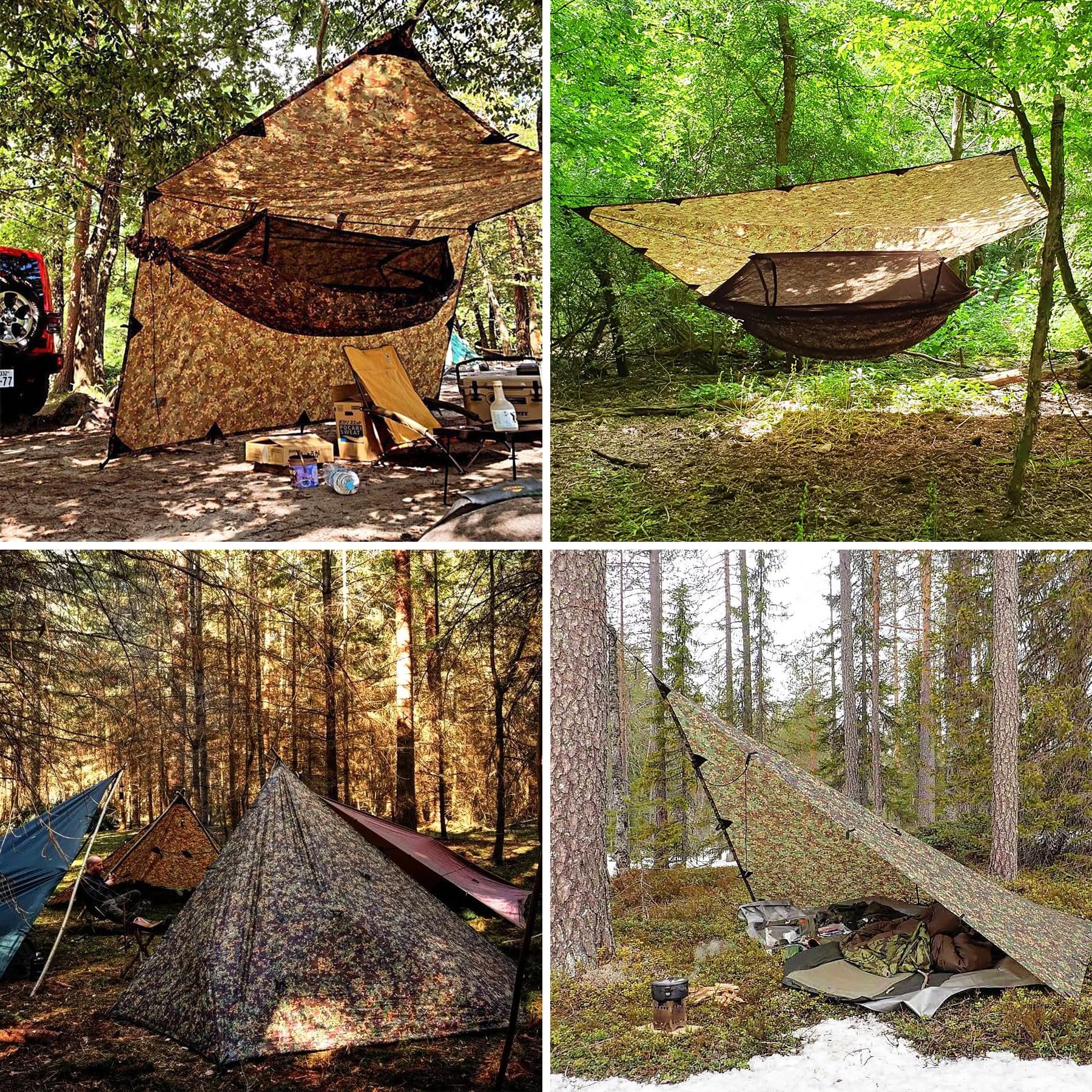 Dd Hammocks - Dd Tarp 3X3 - Mc (10Ft X 10Ft) - 100% Waterproof - Lightweight & Multifunctional Camo Rainfly Tarp Tent Shelter Fo