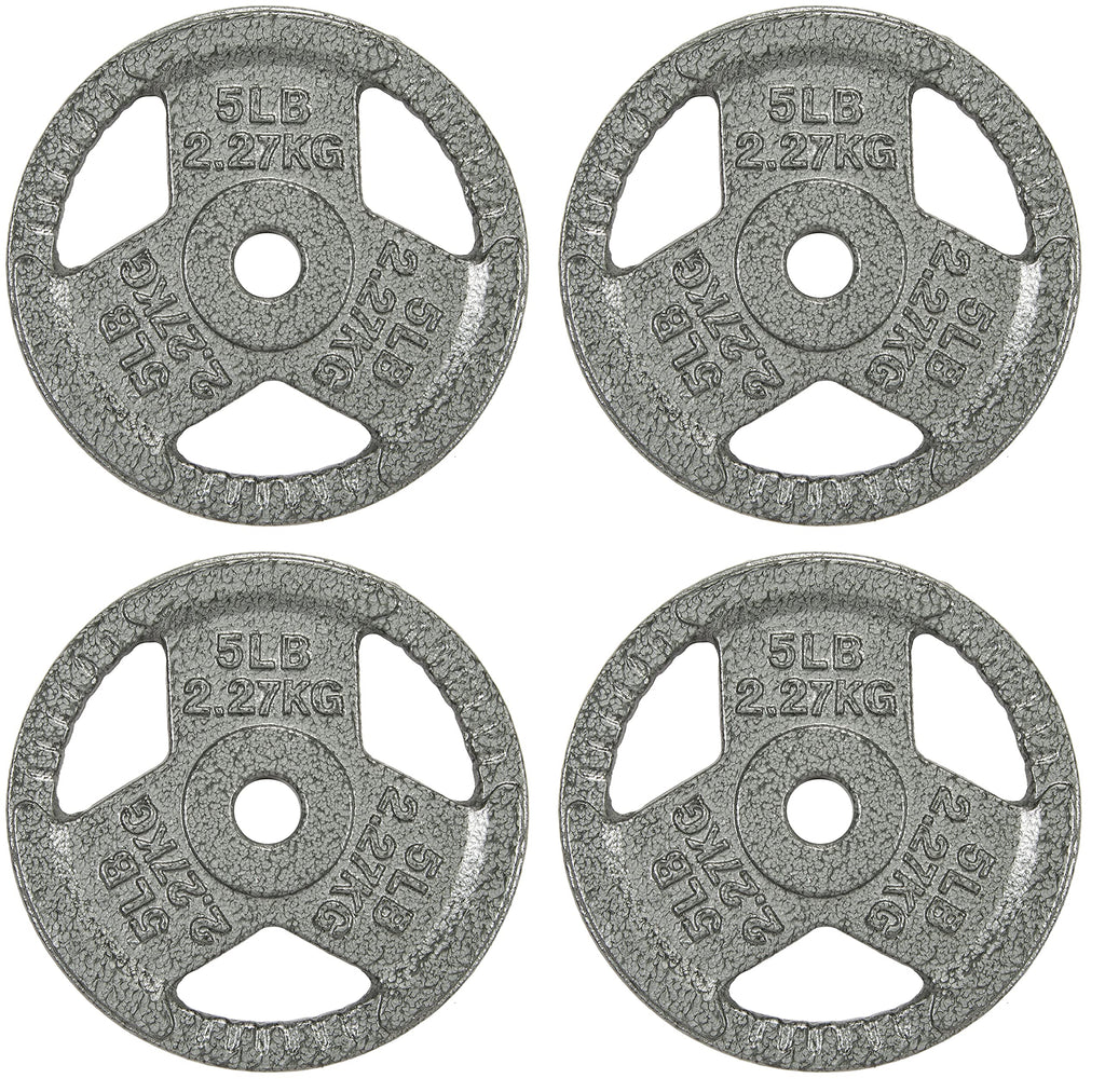 Fitvids Cast Iron Plate Weight Plate For Strength Training And Weightlifting, 1-Inch Center, 5Lb (Set Of 4)