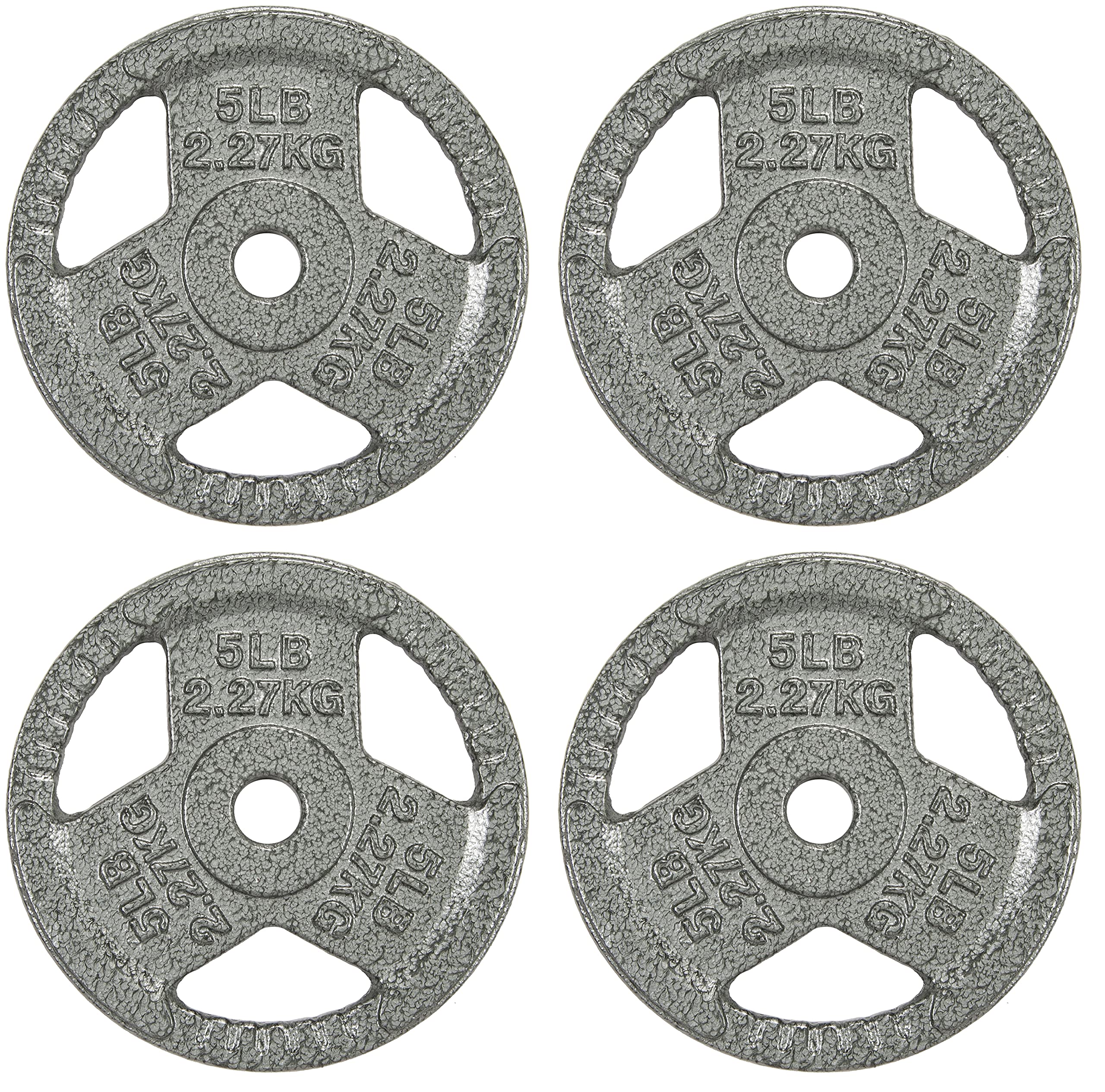 Fitvids Cast Iron Plate Weight Plate For Strength Training And Weightlifting, 1-Inch Center, 5Lb (Set Of 4)