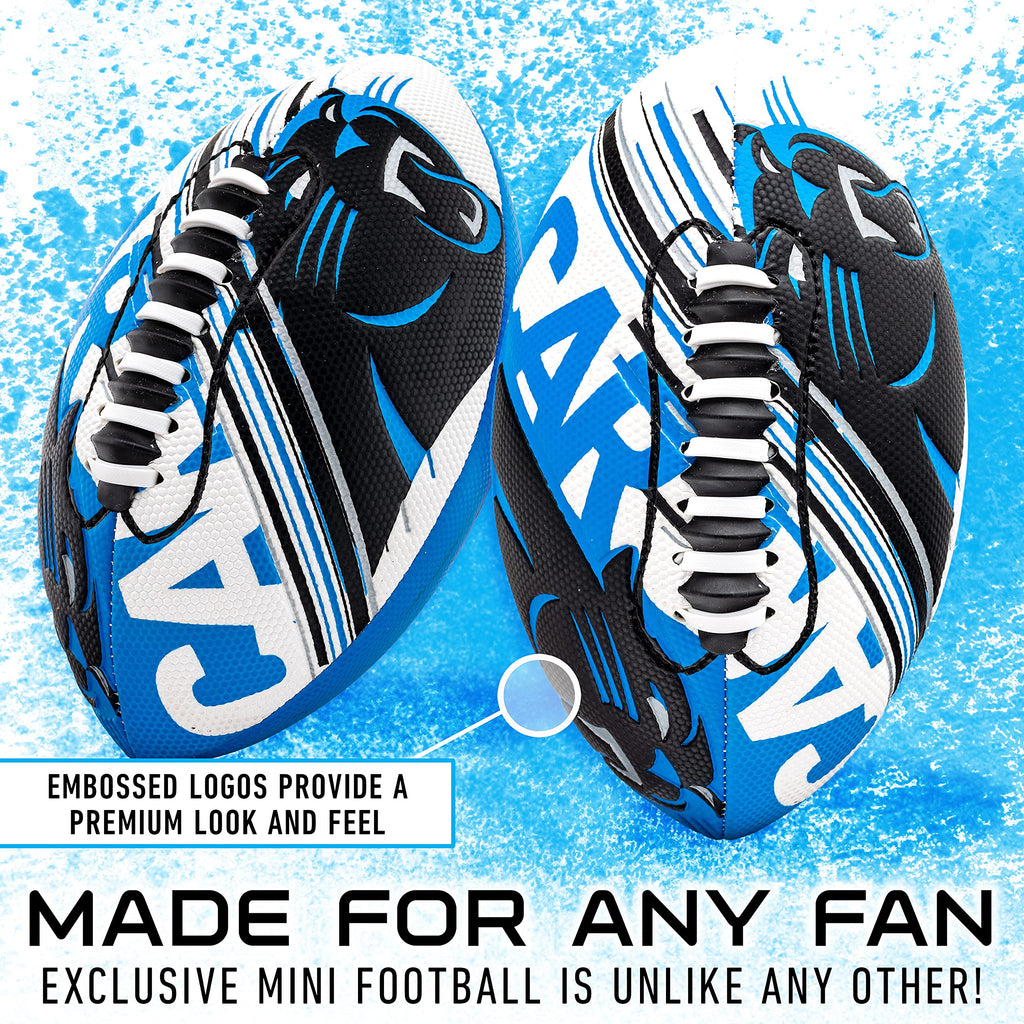 Franklin Sports Nfl Carolina Panthers Football - Youth Mini Football - 8.5'' Junior Size Ball - Spacelace Easy Grip Texture- Per