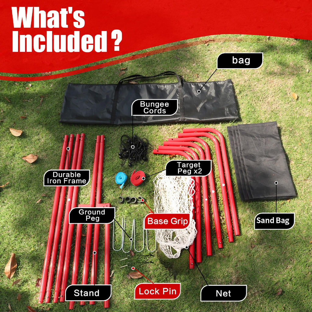 7x4 Ft Volleyball Rebounder Net with 2 Target Stripes, 5-Angle Adjustable Rebounder Net for Practicing Digging, Setting, Spiking