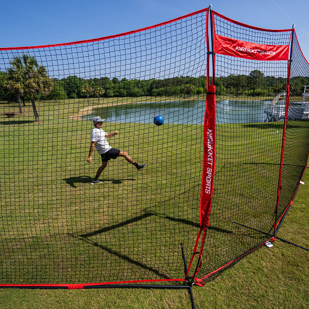 Rukket 12X9Ft Barricade Backstop Net, Indoor And Outdoor Lacrosse, Basketball, Soccer, Field Hockey, Baseball, Softball Barrier