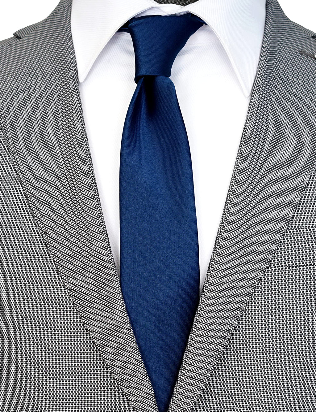 Zenxus Solid Skinny Ties For Men, 25 Inch Slim Navy Plain Ties Bulk For Wedding And Activities, 5-Pack