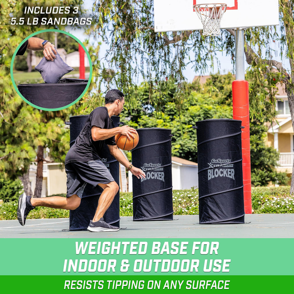 Gosports Xtraman Pro 46'' Xl Pop Up Defender 3 Pack - Heavy Duty Multi-Sport Blocking Dummy - Training Equipment For Basketball,