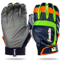 Franklin Sports Youth Mlb Shok-Sorb Neo Batting Gloves, Youth Medium, Pair, Gray/Navy/Lime