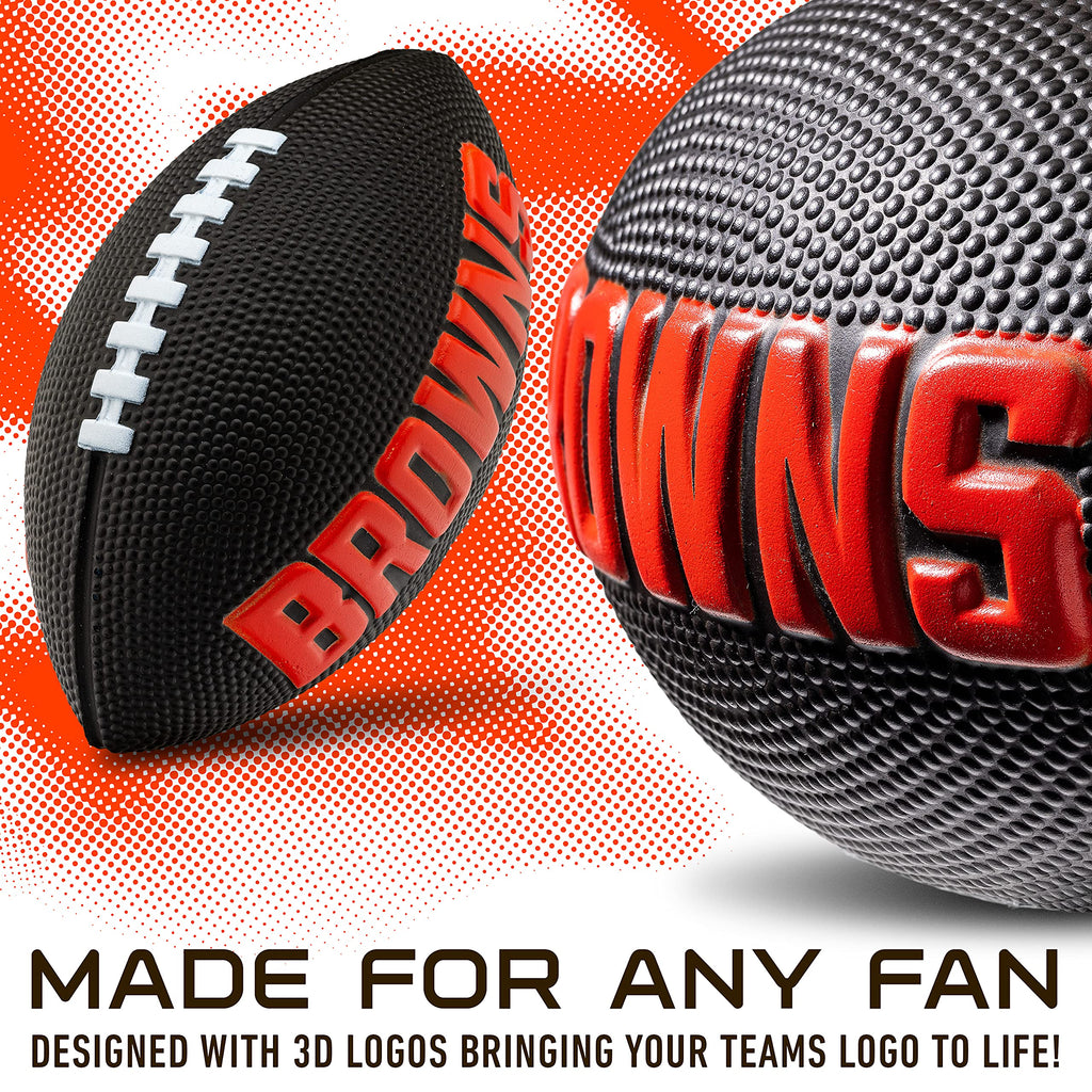 Franklin Sports Nfl Cleveland Browns Football - Kids Foam Football - Soft Football - Mini Size - Perfect For Gameday - 8.5'' 3D