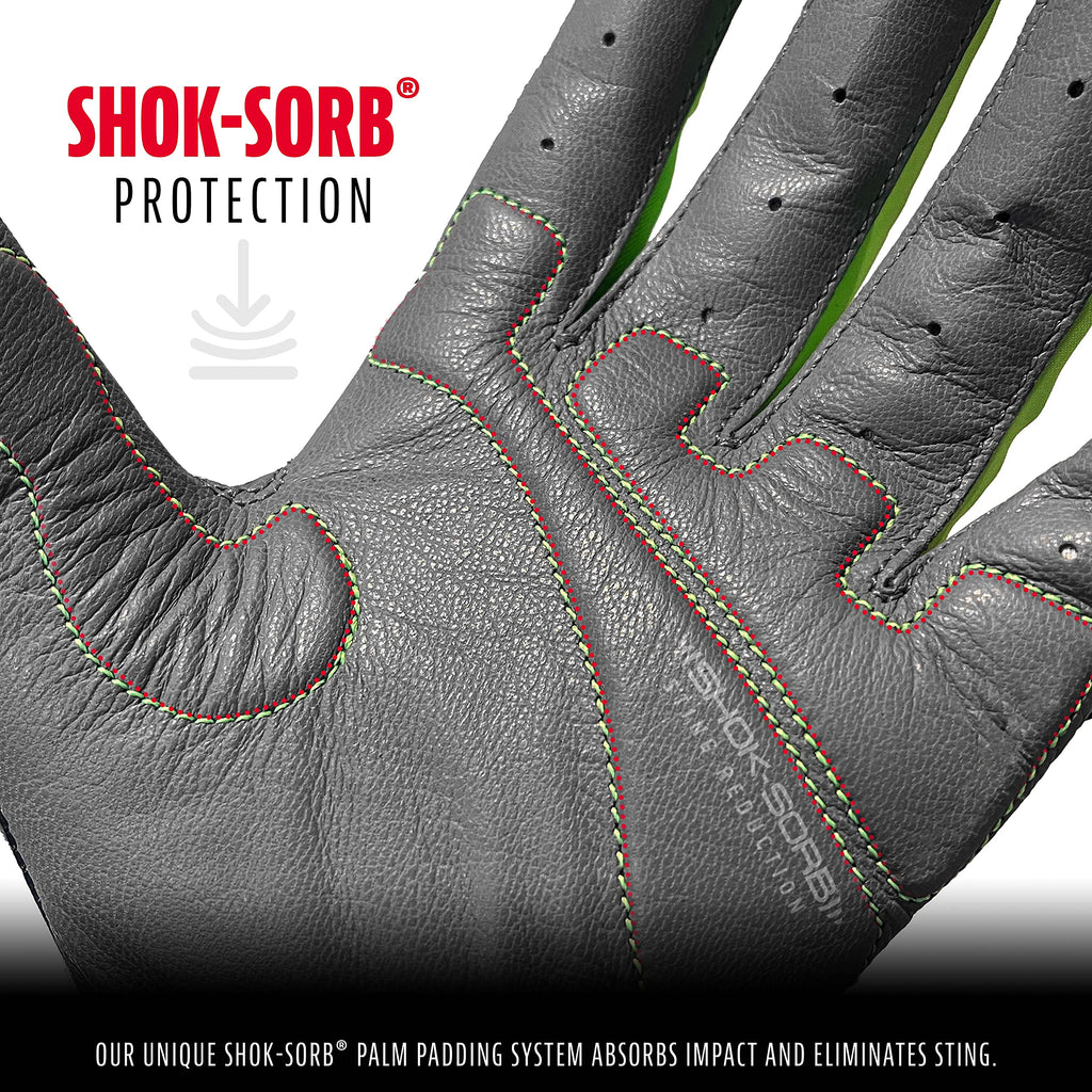 Franklin Sports Youth Mlb Shok-Sorb Neo Batting Gloves, Youth Medium, Pair, Gray/Navy/Lime