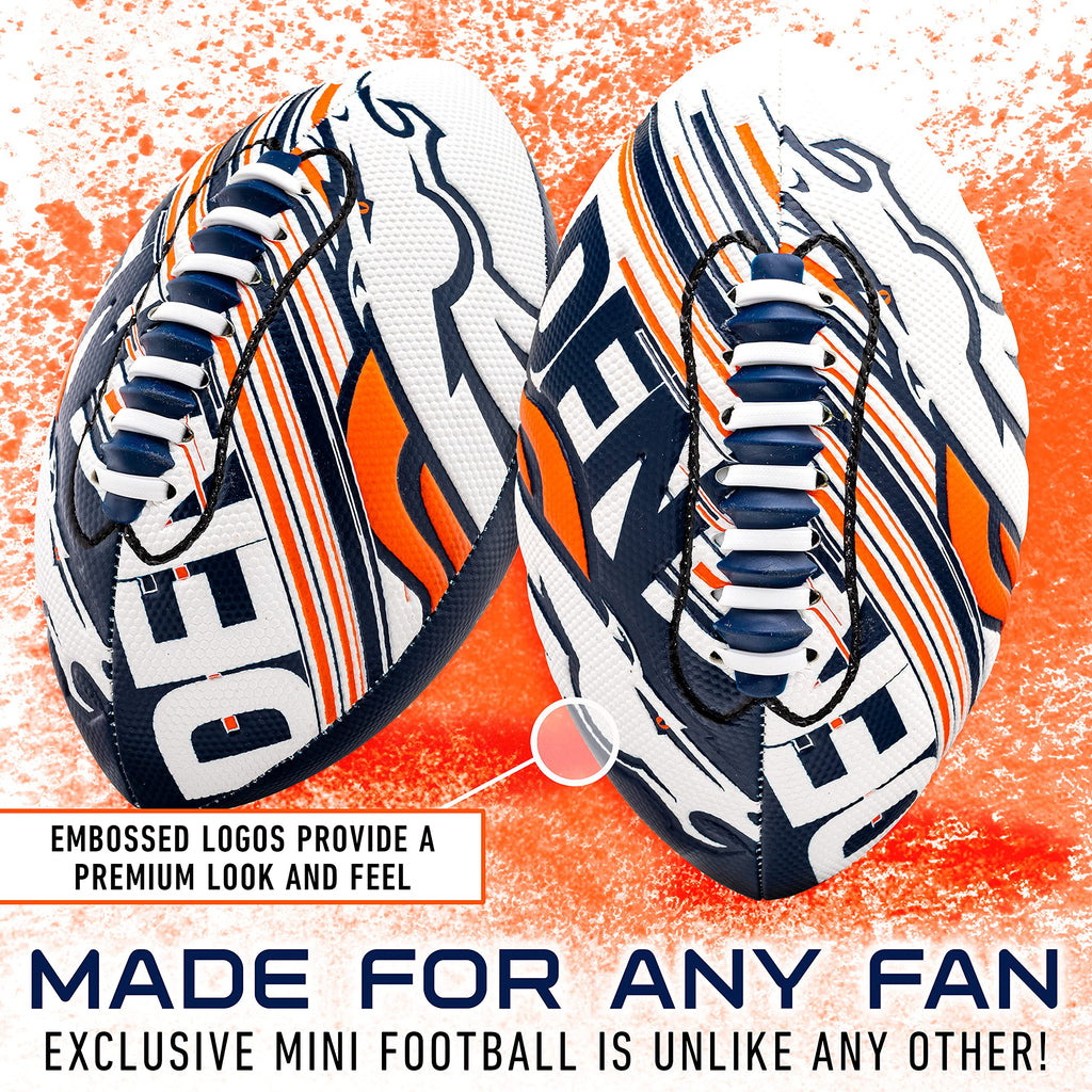 Franklin Sports Nfl Denver Broncos Football - Youth Mini Football - 8.5'' Junior Size Ball - Spacelace Easy Grip Texture- Perfec