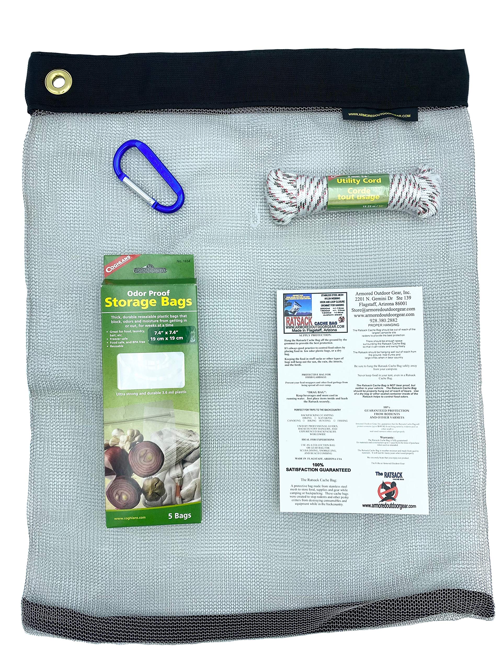 RATSACK Bundle - Ultralight Rodent Proof Dry Bag for Backpacking - Bear Bag Food Storage for Camping with Coghlans Odor Proof an