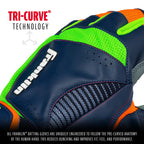 Franklin Sports Youth Mlb Shok-Sorb Neo Batting Gloves, Youth Medium, Pair, Gray/Navy/Lime