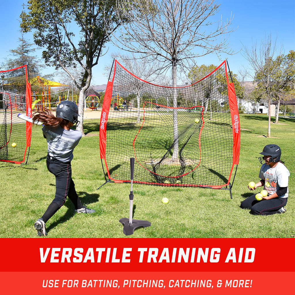 Gosports 7 Ft X 7 Ft Baseball & Softball Practice Hitting & Pitching Net With Bow Type Frame, Carry Bag And Strike Zone, Great F