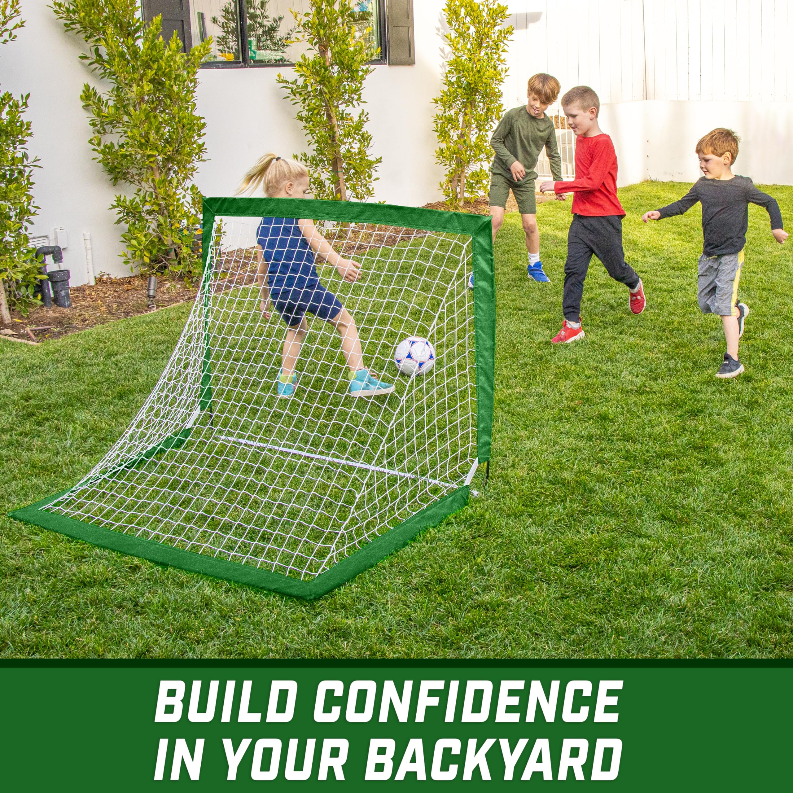 Gosports Team Tone 4 Ft X 3 Ft Portable Soccer Goal For Kids - Pop Up Net For Backyard - Dark Green