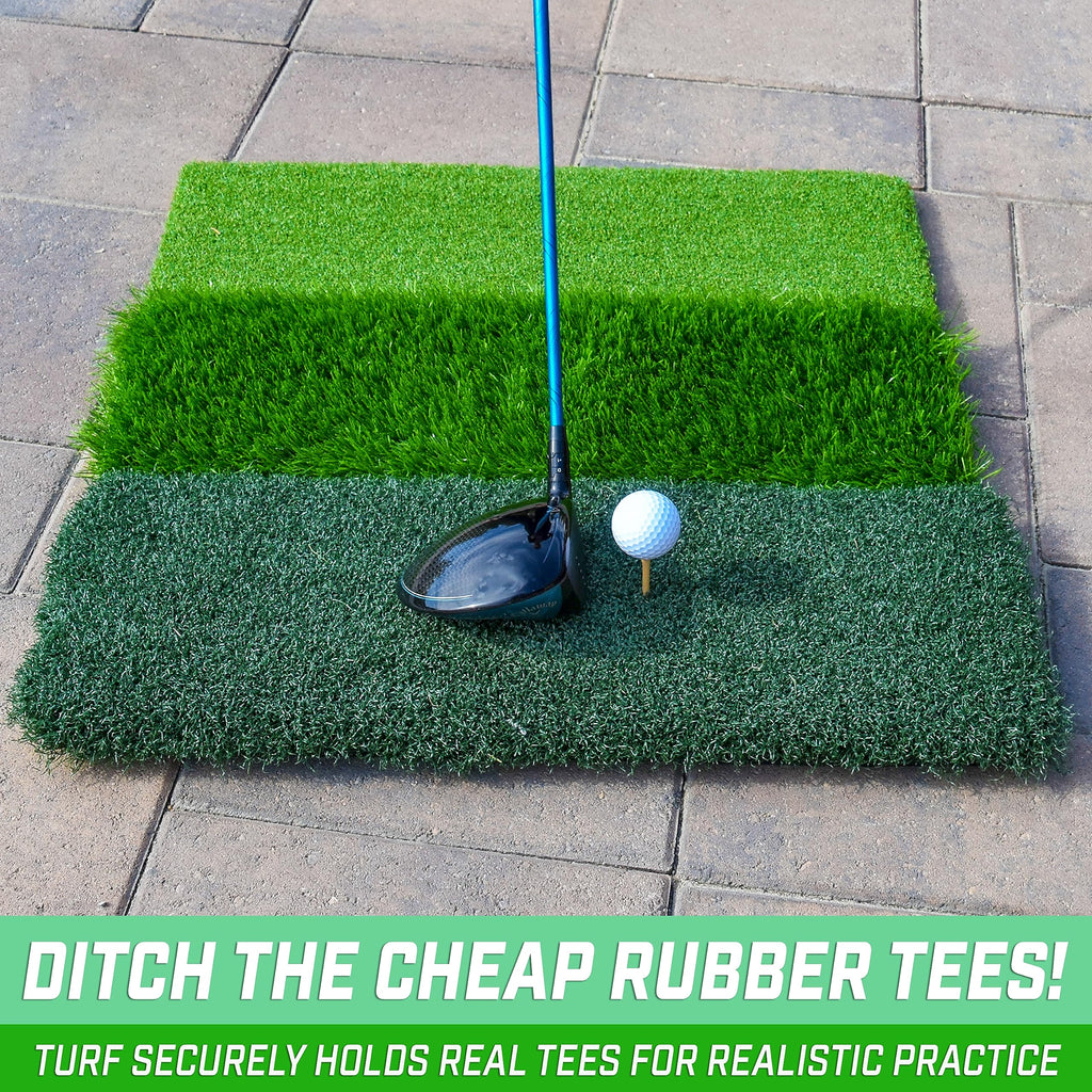 Gosports Tri-Turf Xl Golf Practice Hitting Mat - Huge 24 Inch X 24 Inch For Optimal Practice