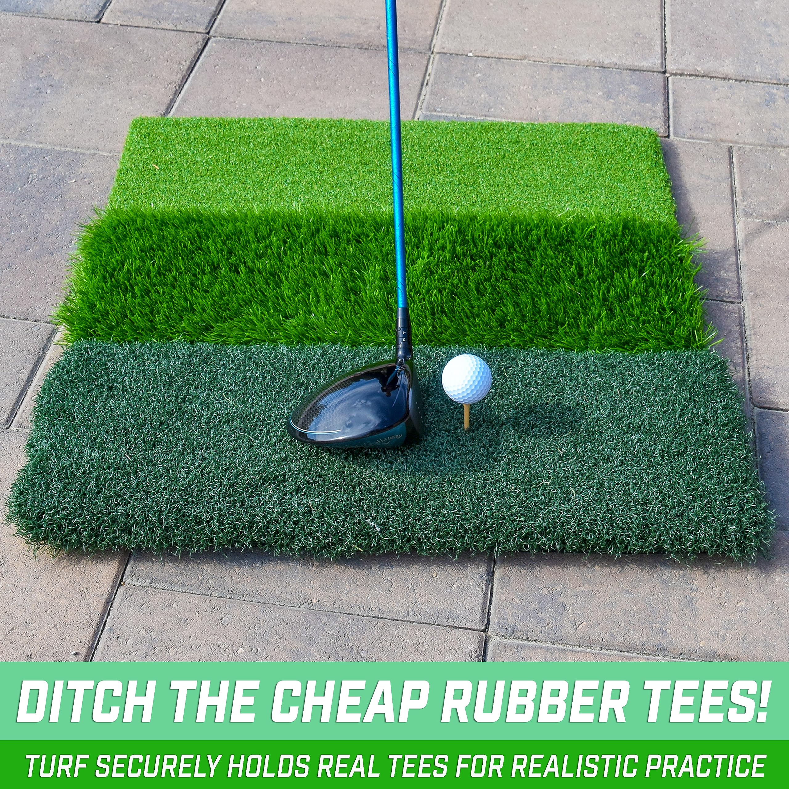 Gosports Tri-Turf Xl Golf Practice Hitting Mat - Huge 24 Inch X 24 Inch For Optimal Practice