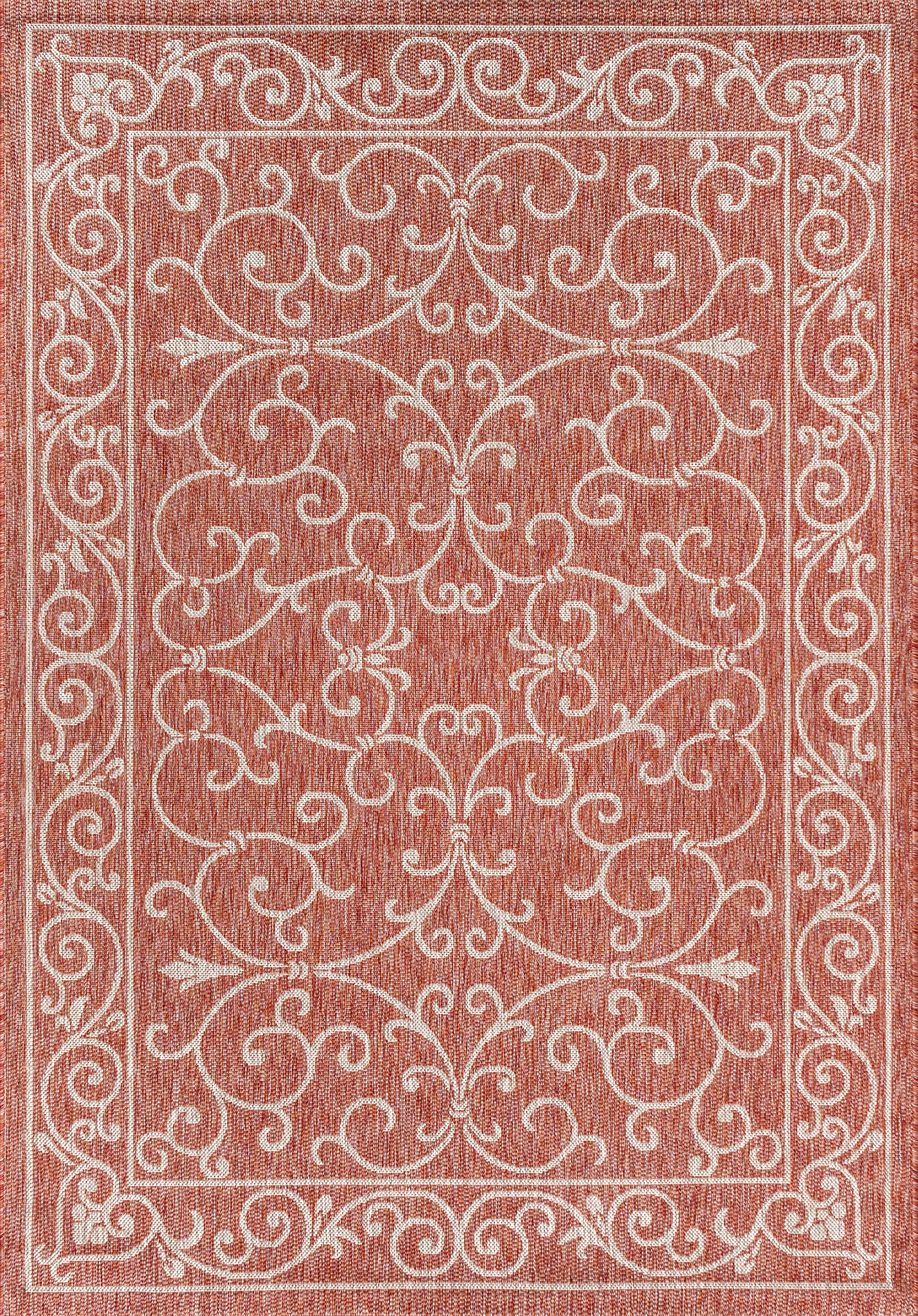 Jonathan Y Smb106B-9 Charleston Vintage Filigree Textured Weave Indoor Outdoor Area-Rug Classic Coastal Easy-Cleaning Bedroom Ki