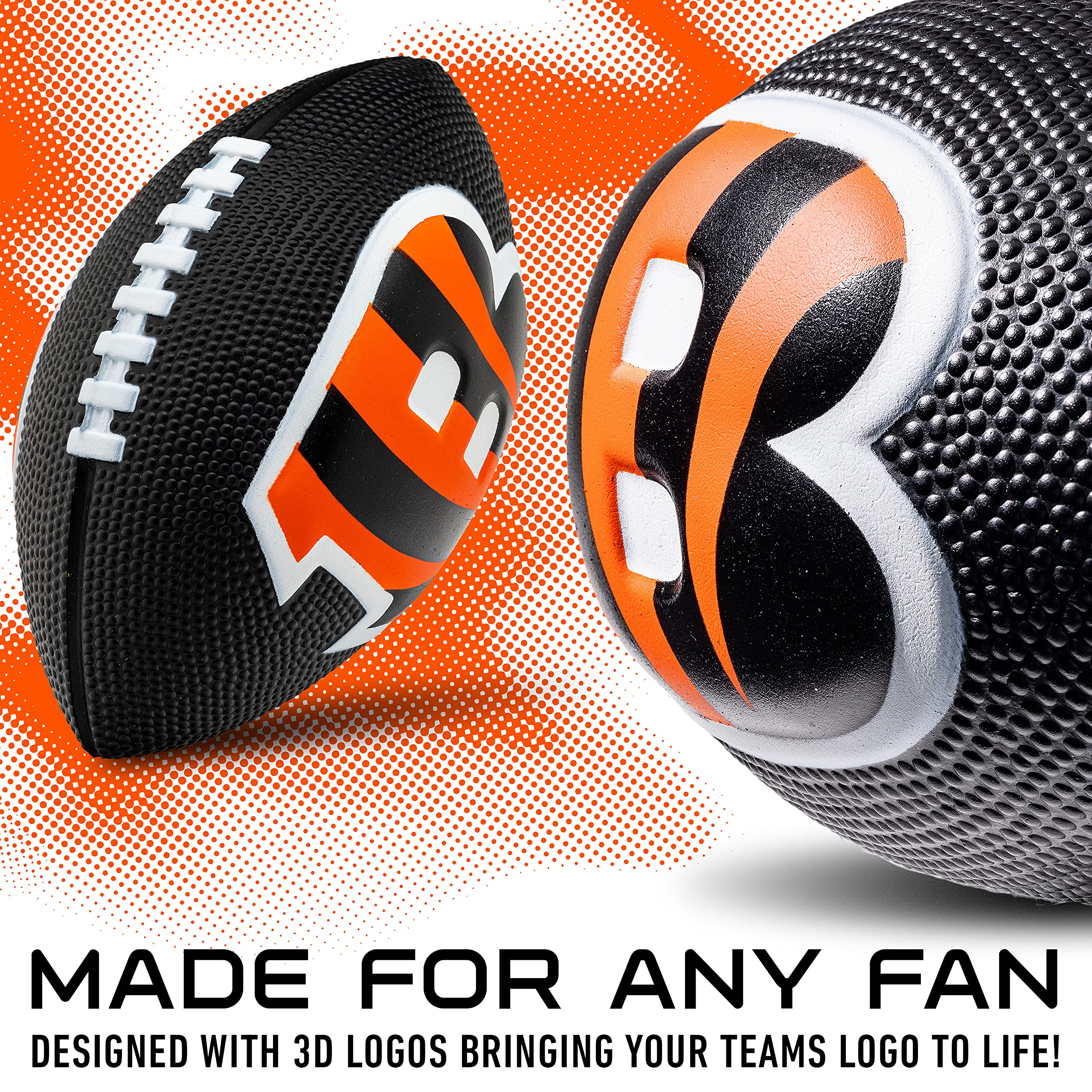 Franklin Sports Nfl Cincinnati Bengals Football - Kids Foam Football - Soft Football - Mini Size - Perfect For Gameday - 8.5'' 3