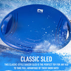 Franklin Sports Kids Saucer Sled - Arctic Trails Round Plastic Snow Sled For Kids - Single Rider 1 Person - Heavy Duty Plastic S