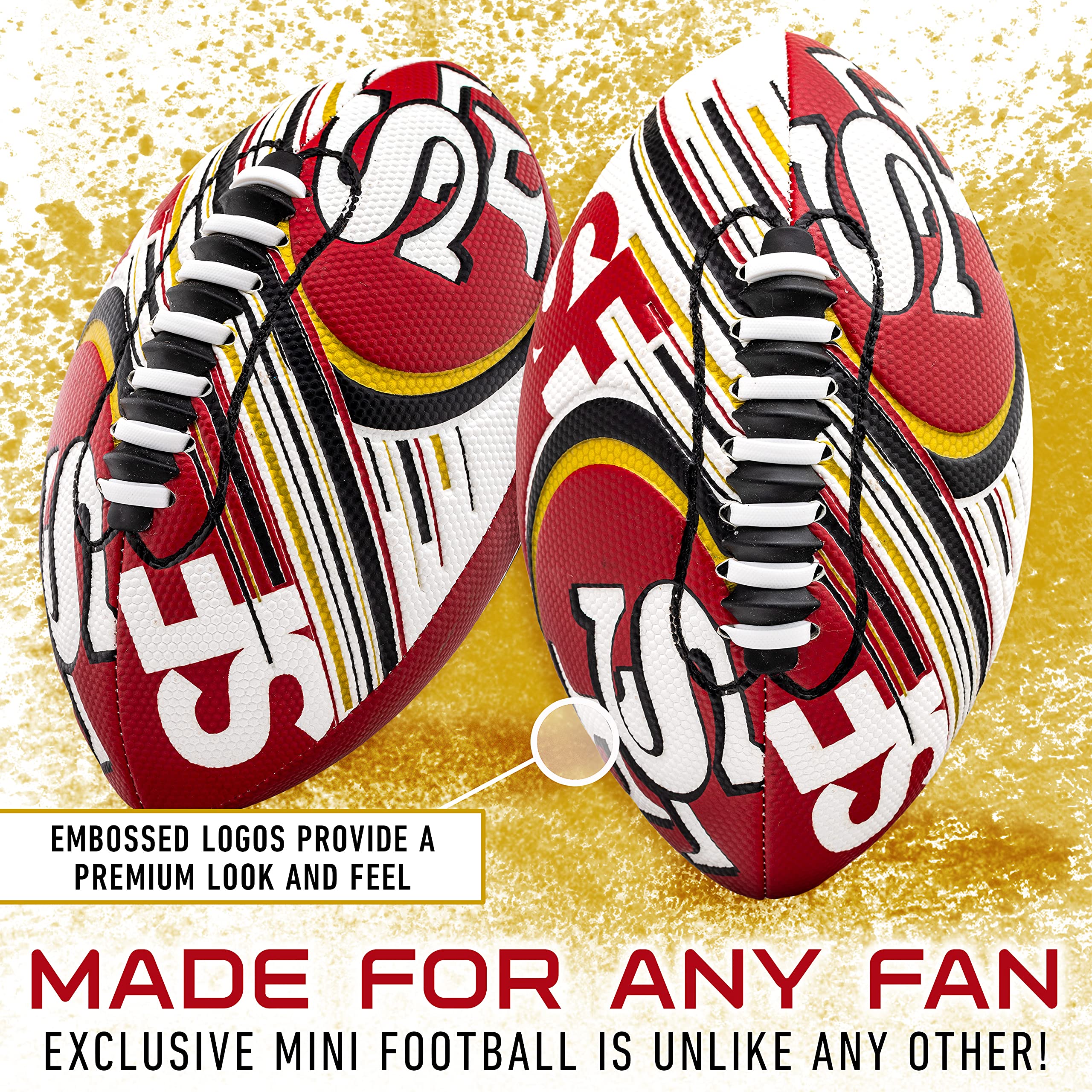 Franklin Sports Nfl San Francisco 49Ers Football - Youth Mini Football - 8.5'' Junior Size Ball - Spacelace Easy Grip Texture- P