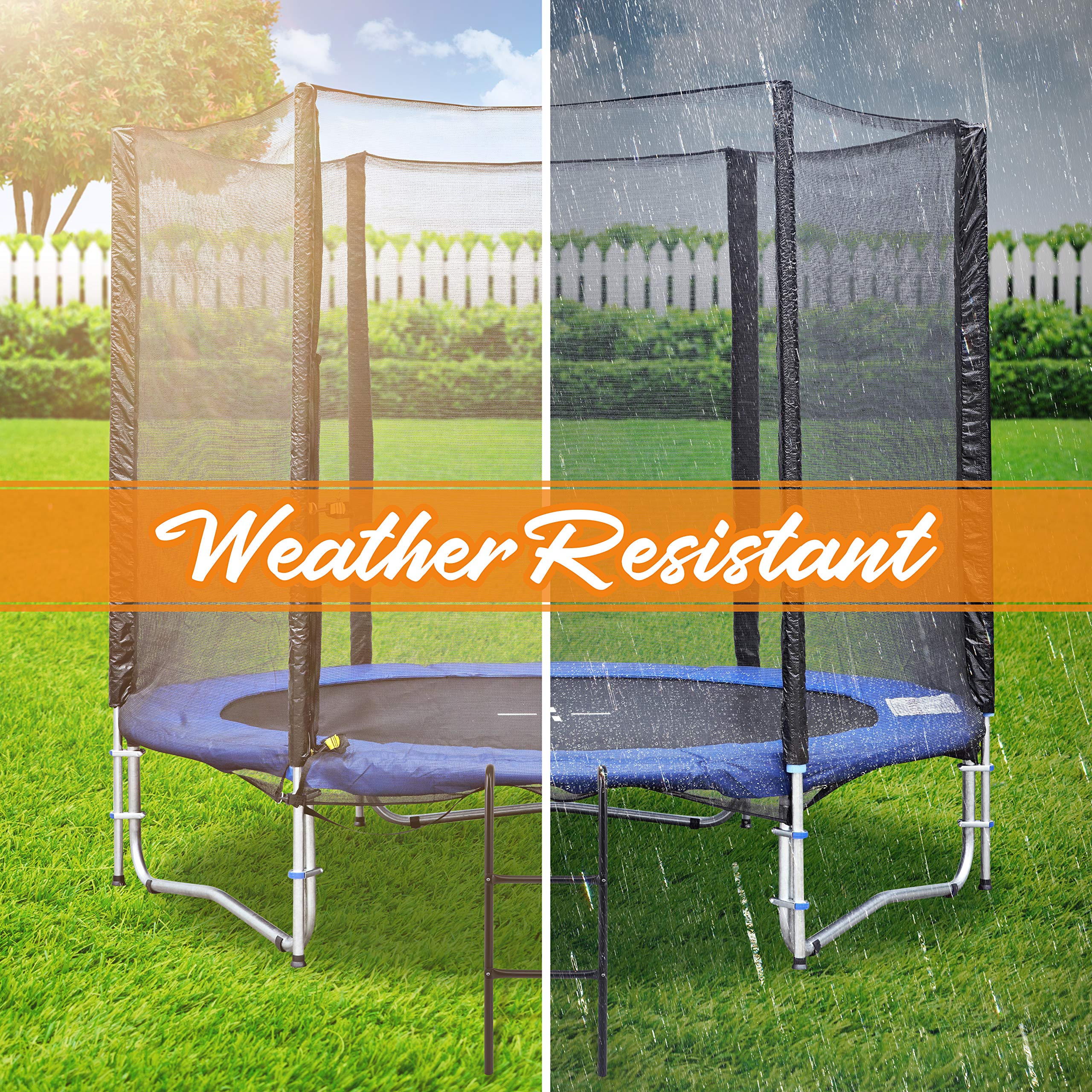 Serenelife Outdoor Trampoline Access Safety Ladder - 2 Step Weather Resistant Galvanized Steel Trampoline Climbing Ladder - For