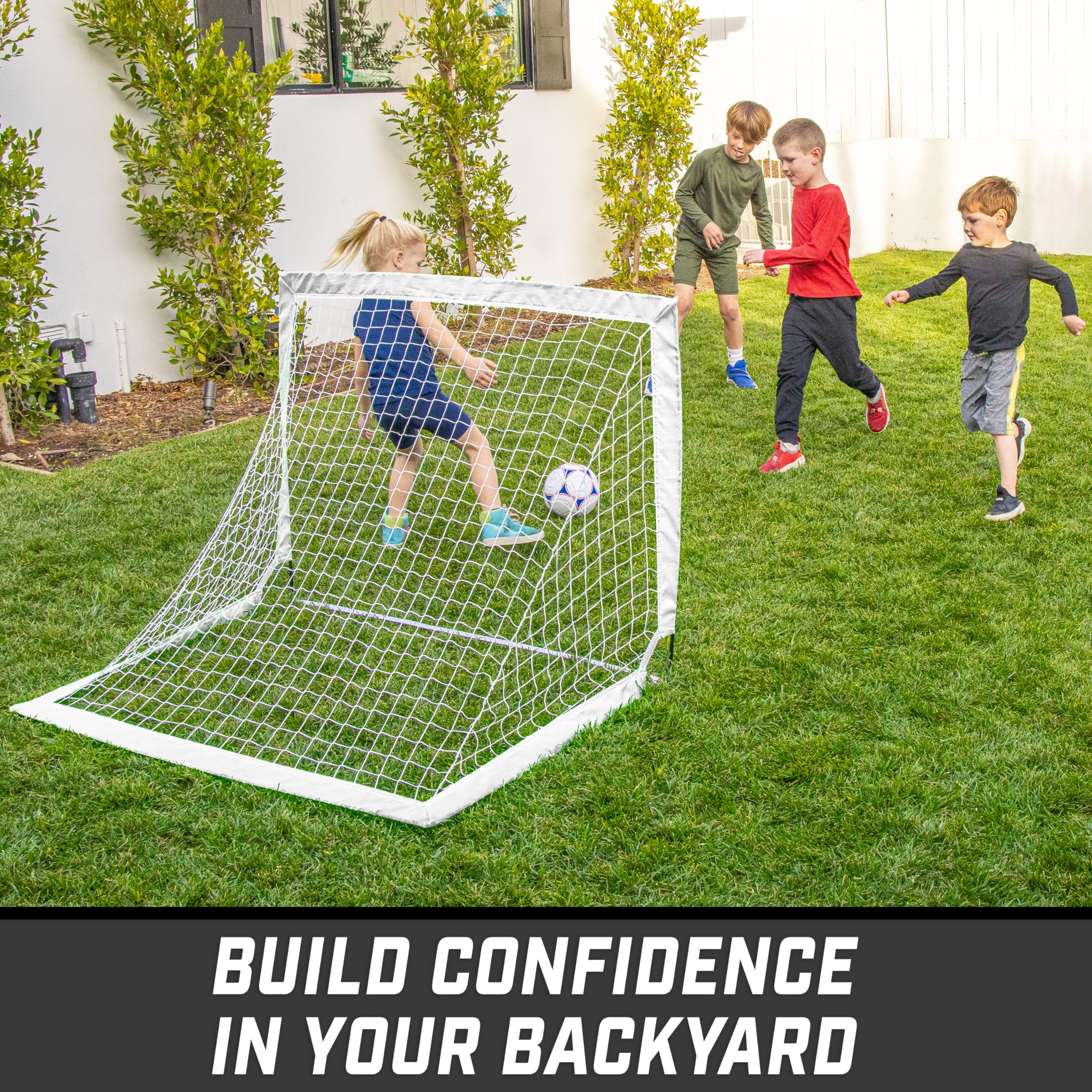 Gosports Team Tone 4 Ft X 3 Ft Portable Soccer Goal For Kids - Pop Up Net For Backyard - White