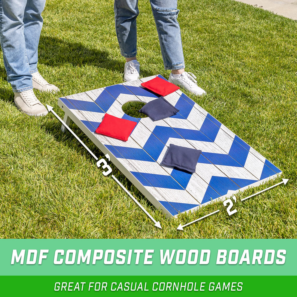 Gosports 3 X 2 Ft Chevron Design Cornhole Game Set - Includes Two 3 X 2 Ft Boards, 8 Bean Bags, And Carry Case