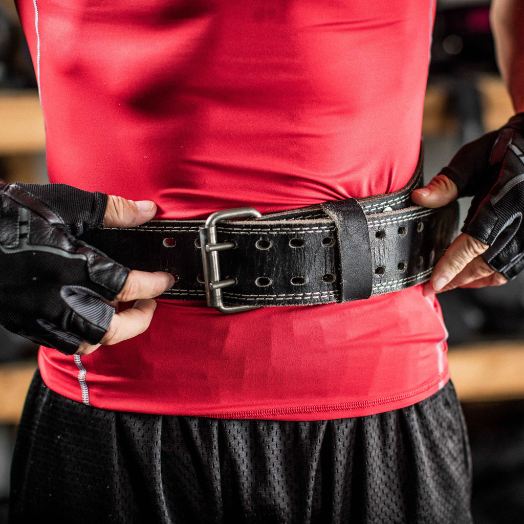 Harbinger Padded Leather Contoured Weightlifting Belt - 4 or 6    Width - Interior Suede Lining & Foam Cushioning - Heavy-Duty D
