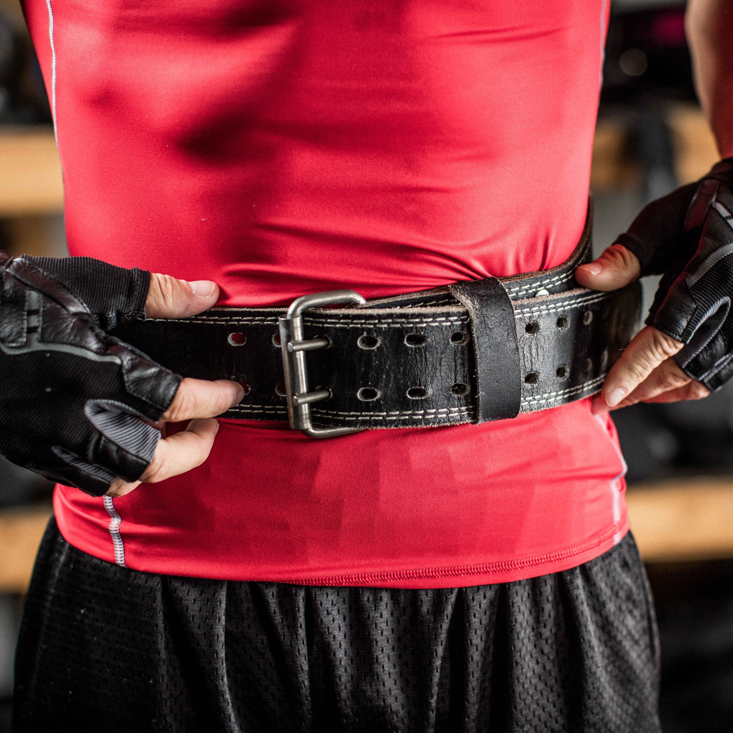 Harbinger Padded Leather Contoured Weightlifting Belt - 4 or 6    Width - Interior Suede Lining & Foam Cushioning - Heavy-Duty D