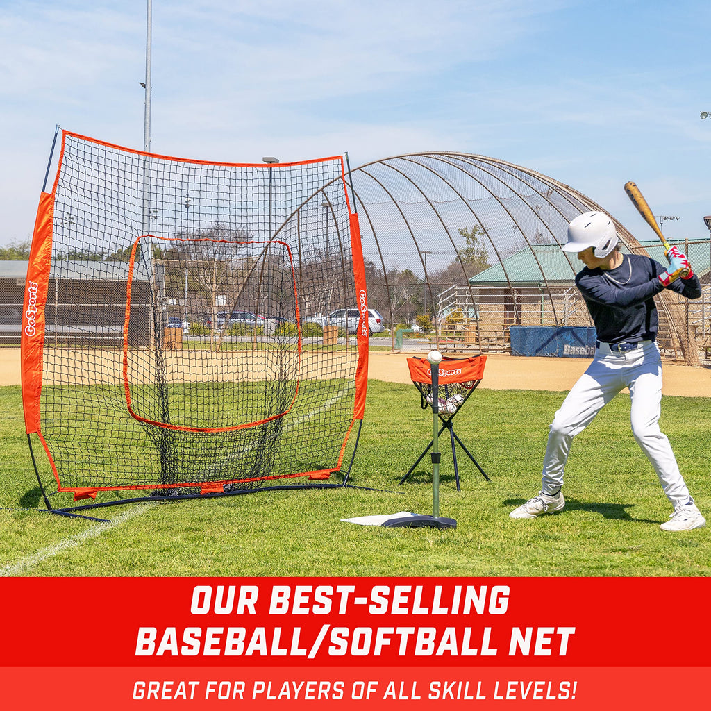 Gosports 7 Ft X 7 Ft Baseball & Softball Practice Hitting & Pitching Net With Bow Type Frame, Carry Bag And Strike Zone, Great F