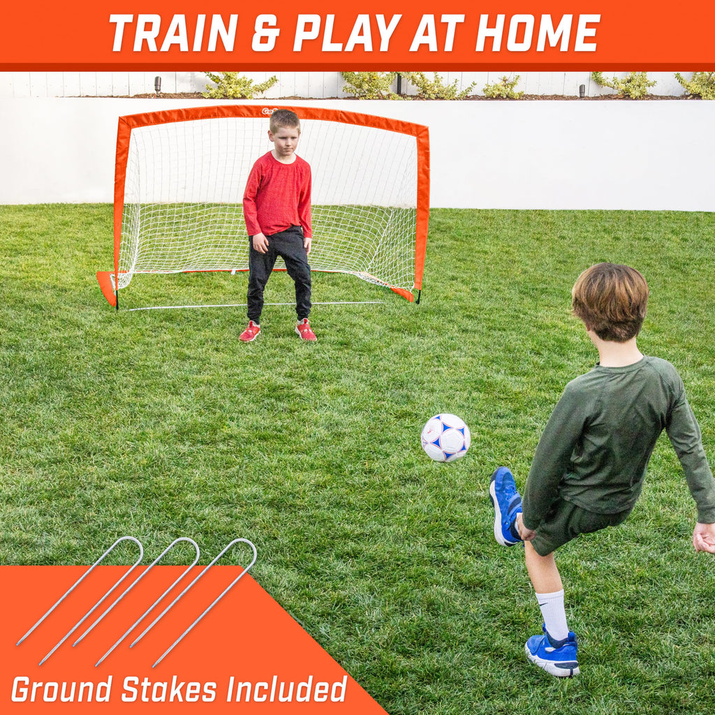 Gosports Team Tone 6 Ft X 4 Ft Portable Soccer Goal For Kids - Pop Up Net For Backyard - Red