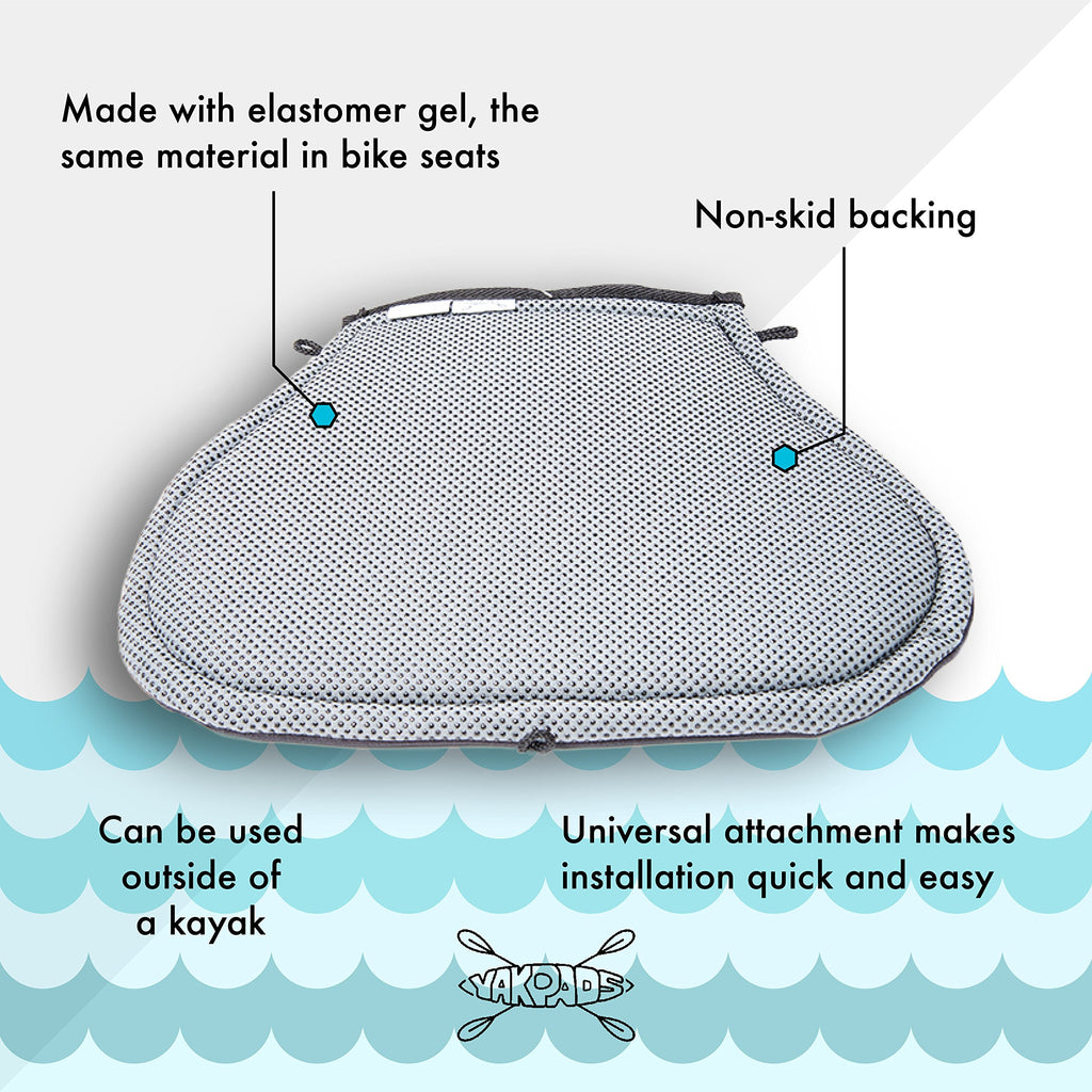 Yakpads Cushioned Seat Pad, Gel Seat Pad For Kayaks, Portable Seat Cushion For Outdoor Watersports And Recreation - Cascade Cree