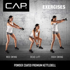 Cap Barbell Black Enamel Coated Cast Iron Kettlebell, 10 Lb