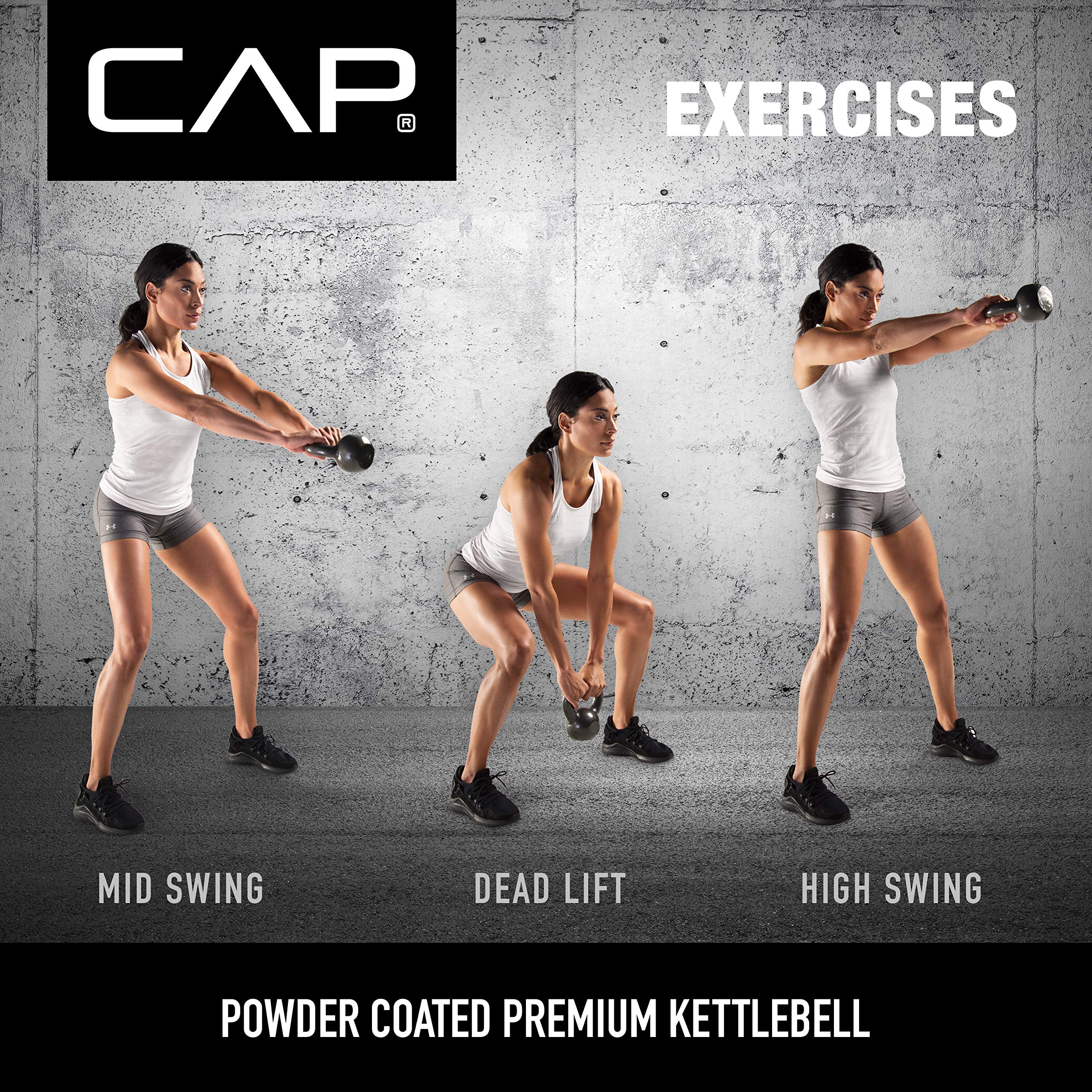 Cap Barbell Black Enamel Coated Cast Iron Kettlebell, 10 Lb