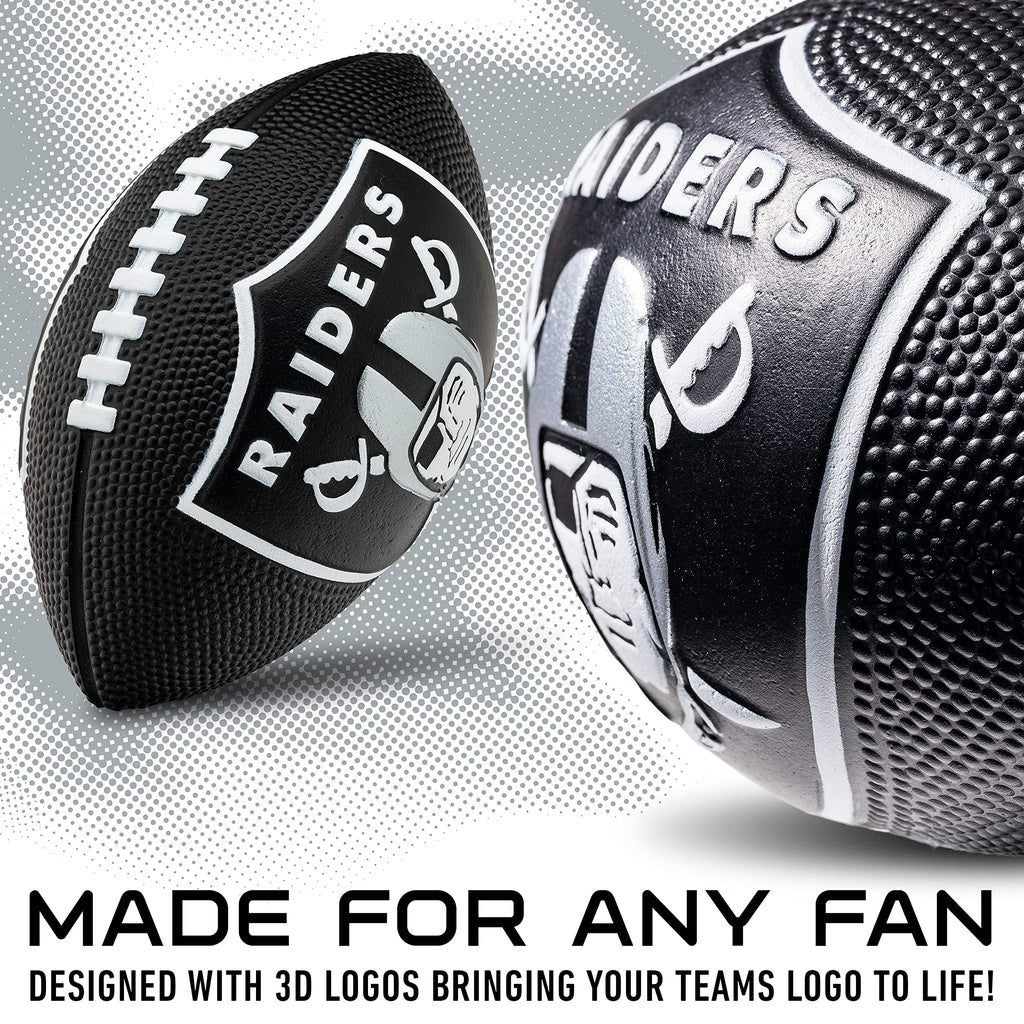 Franklin Sports Nfl Las Vegas Raiders Football - Kids Foam Football - Soft Football - Mini Size - Perfect For Gameday - 8.5'' 3D