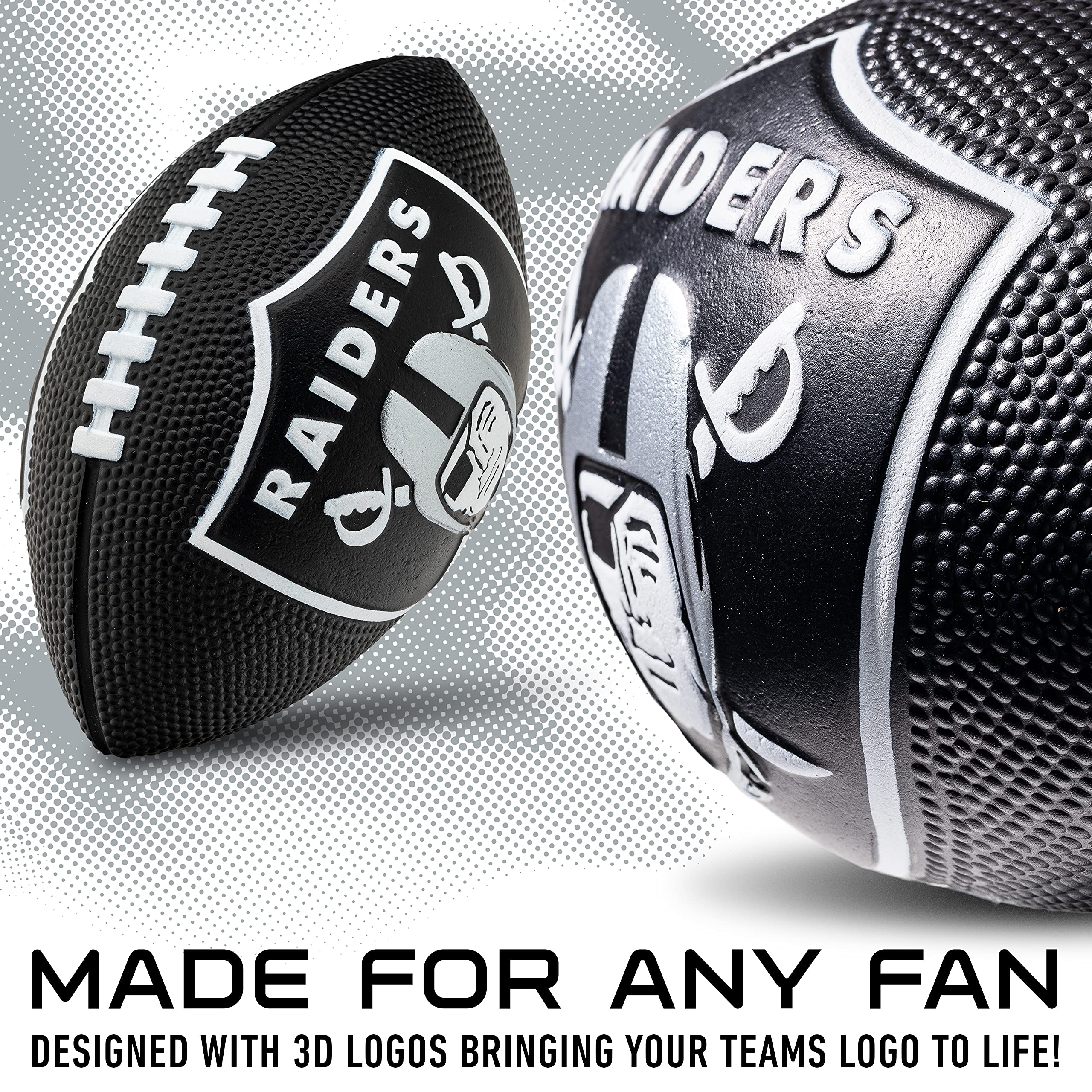 Franklin Sports Nfl Las Vegas Raiders Football - Kids Foam Football - Soft Football - Mini Size - Perfect For Gameday - 8.5'' 3D