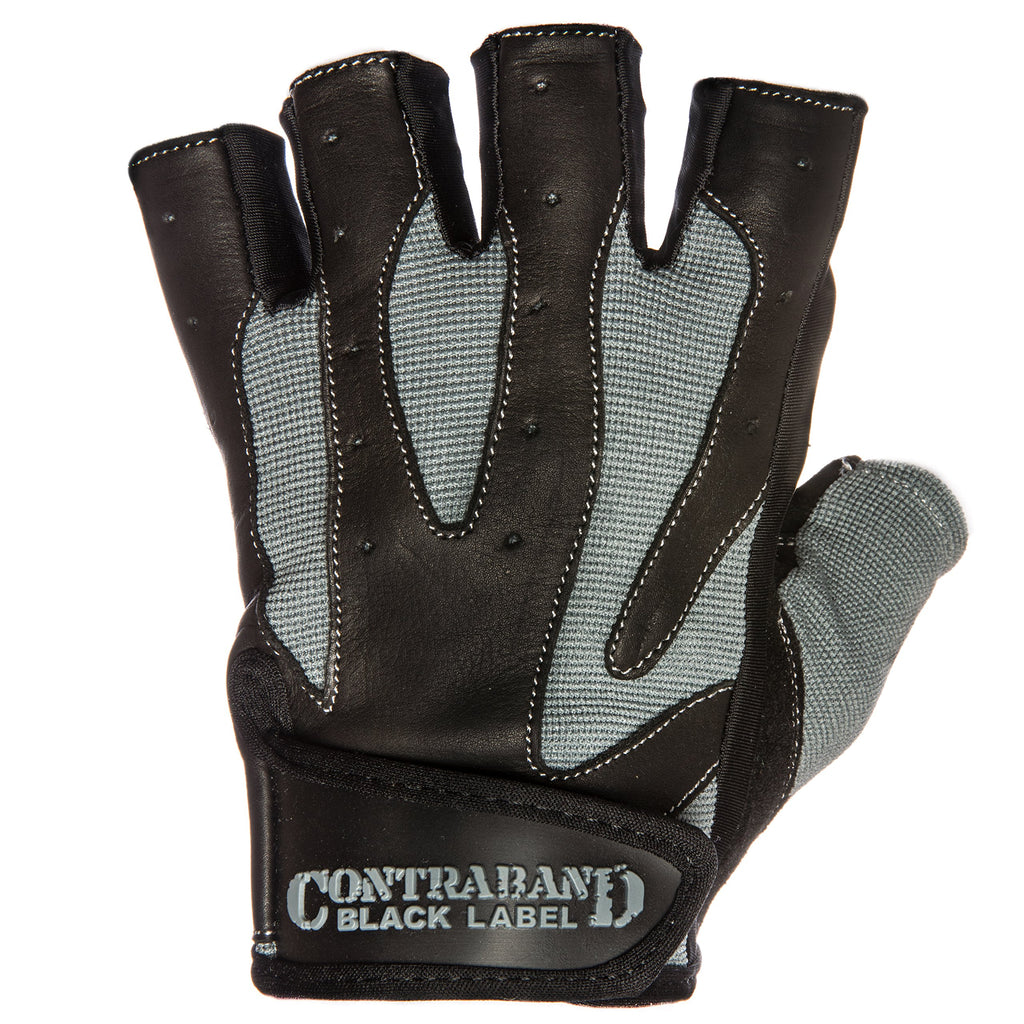 Contraband Black Label 5150 Mens Pro Leather Fingerless Weight Lifting Gloves - Durable Light - Medium Padded Split Leather Gym