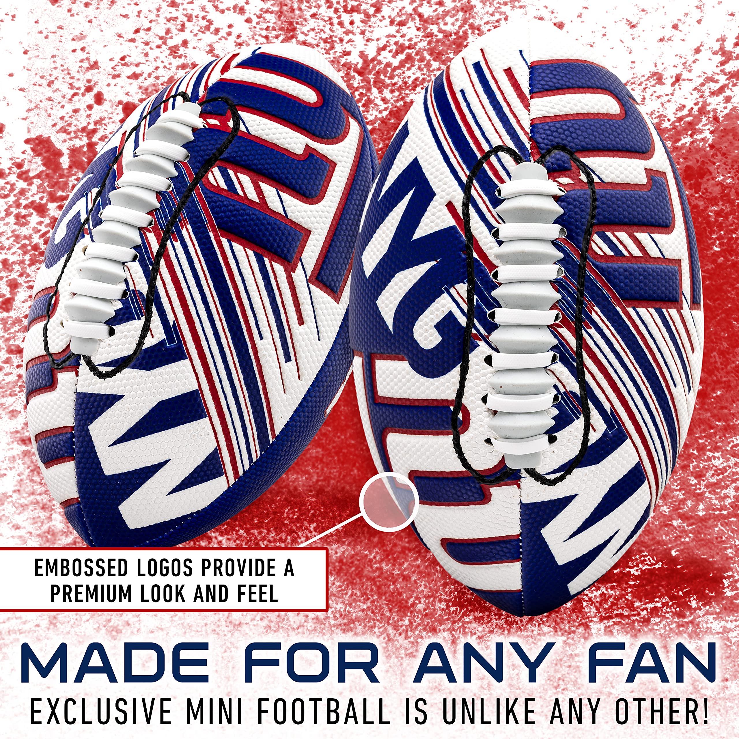 Franklin Sports Nfl New York Giants Football - Youth Mini Football - 8.5'' Junior Size Ball - Spacelace Easy Grip Texture- Perfe